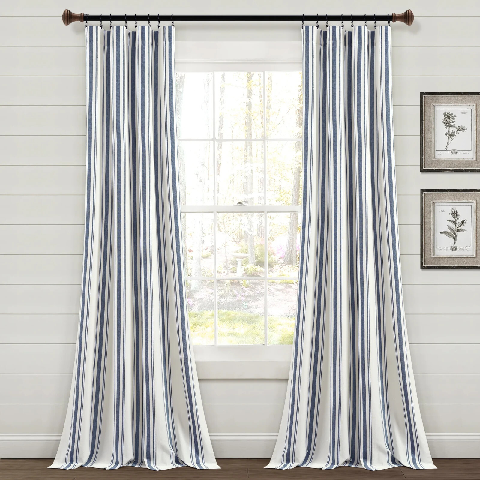Lush Decor Farmhouse Stripe Yarn Dyed Cotton Window Curtain 84″ x 42″