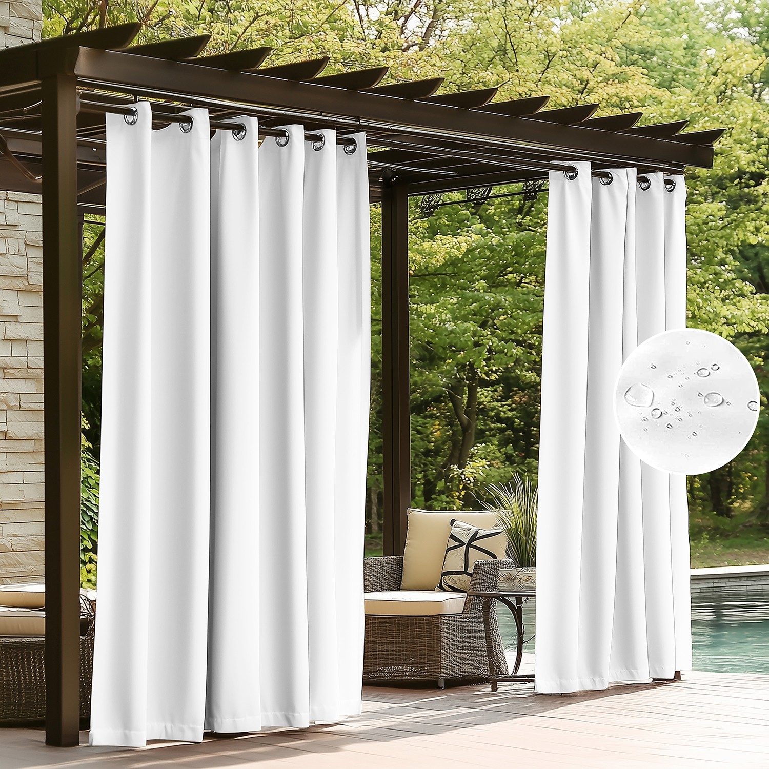 ColourTree Outdoor Curtains for Patio,Waterproof Outside Curtains Premium