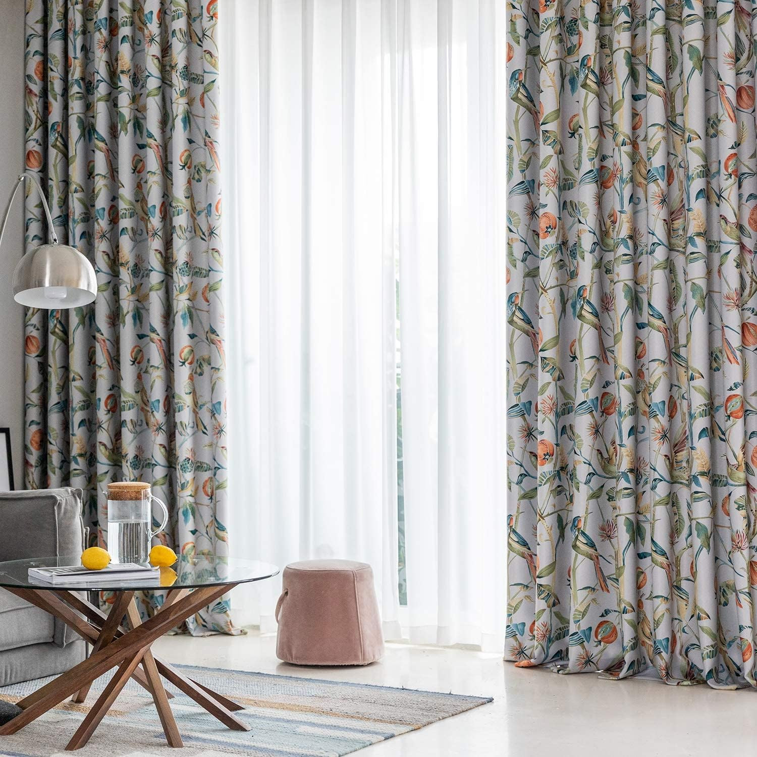 Bird Pattern Cafe Tier Curtains & Drapes Set for Small Windows