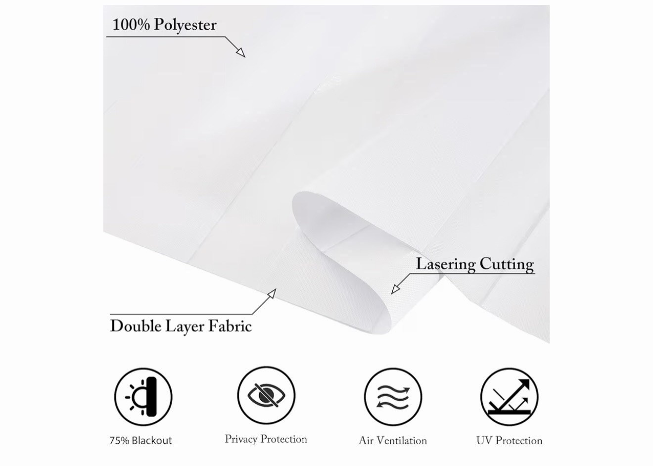 Cordless Window Roller Shades Free-Stop Dual Layer Zebra Blinds-White- 34”W 64”H