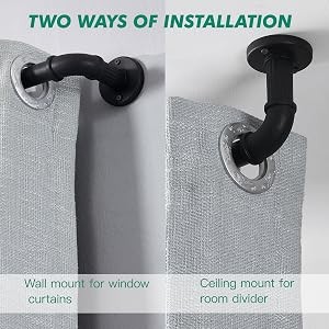 Black Curtain Rods 32 to 72 (3-6Ft) for Window: Outdoor – Industrial 1Inch Pole