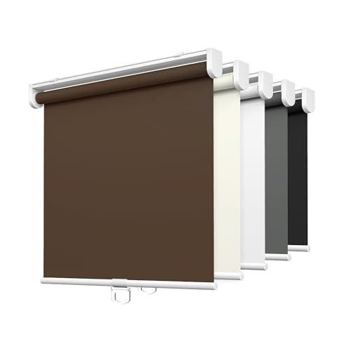 No Tools No Drill Cordless Roller Shades, 100% Blackout 20” W x 72” H Brown