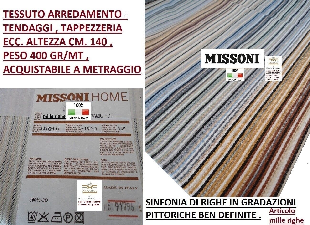 Fabric MISSONI by the meter height 140 cm. Furnishing upholstery curtains etc.