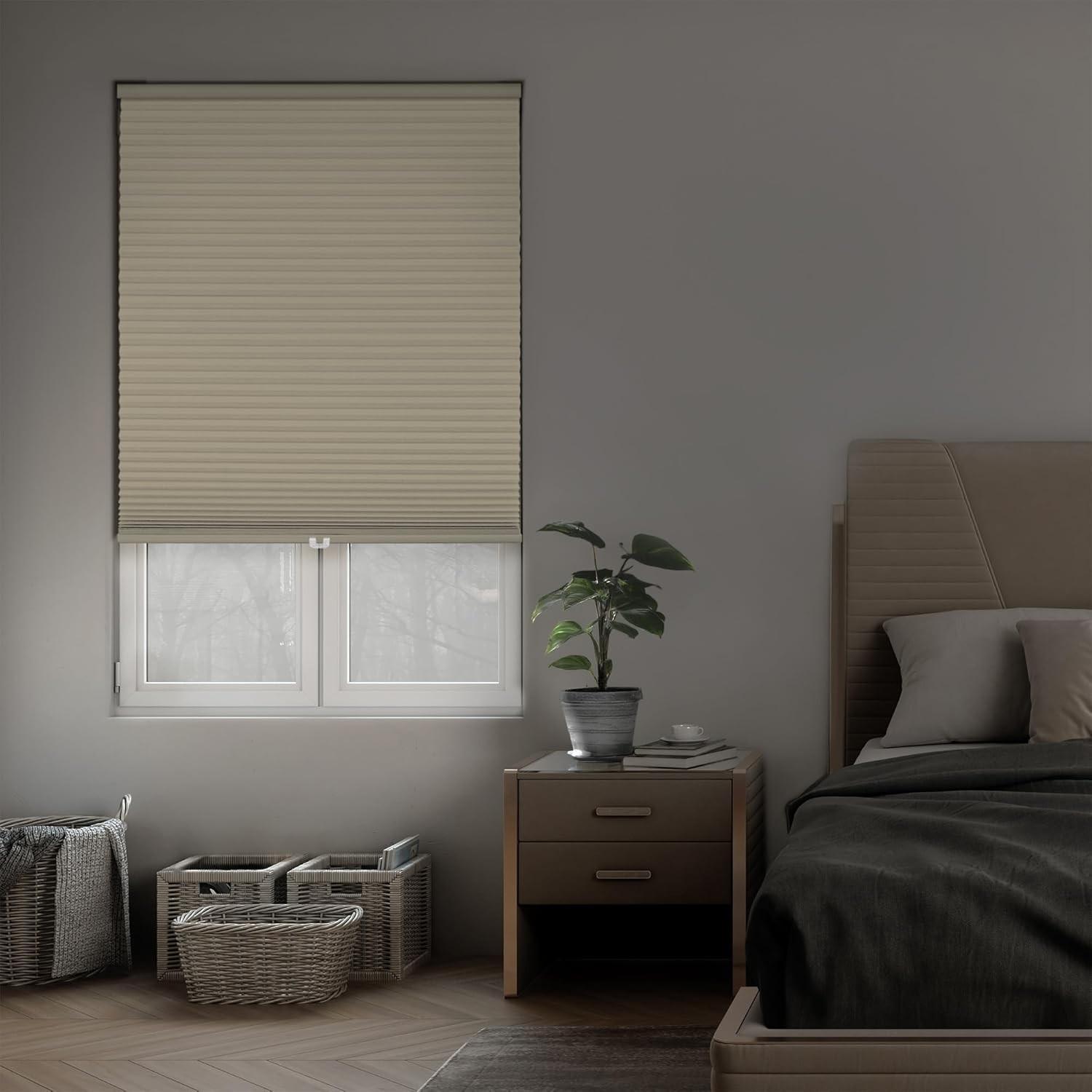 Cordless Blackout Cellular Shade 1.5in | Energy Saver | Ivory 64×33.5 in Outside