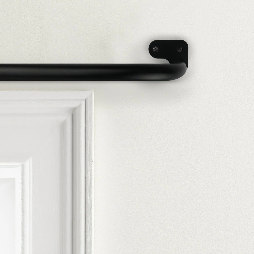 Matte Black Wrap Around Room Darkening Curtain Rod 3/4 Inch Diameter Adjustable