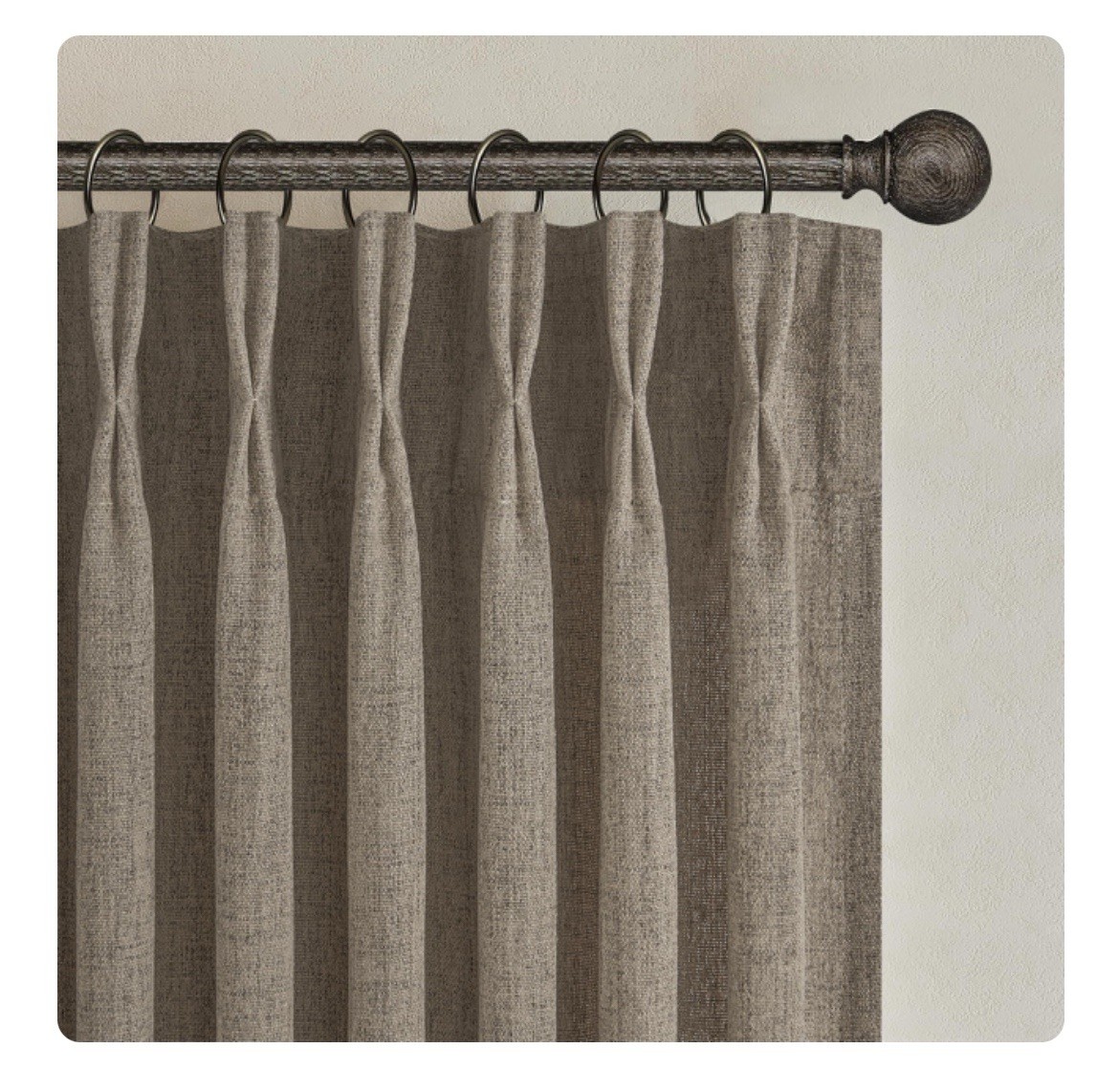 Pinch Pleated Curtains 63 Inches Long for 42″W x 63″L (Pack of 2) Dark Flax