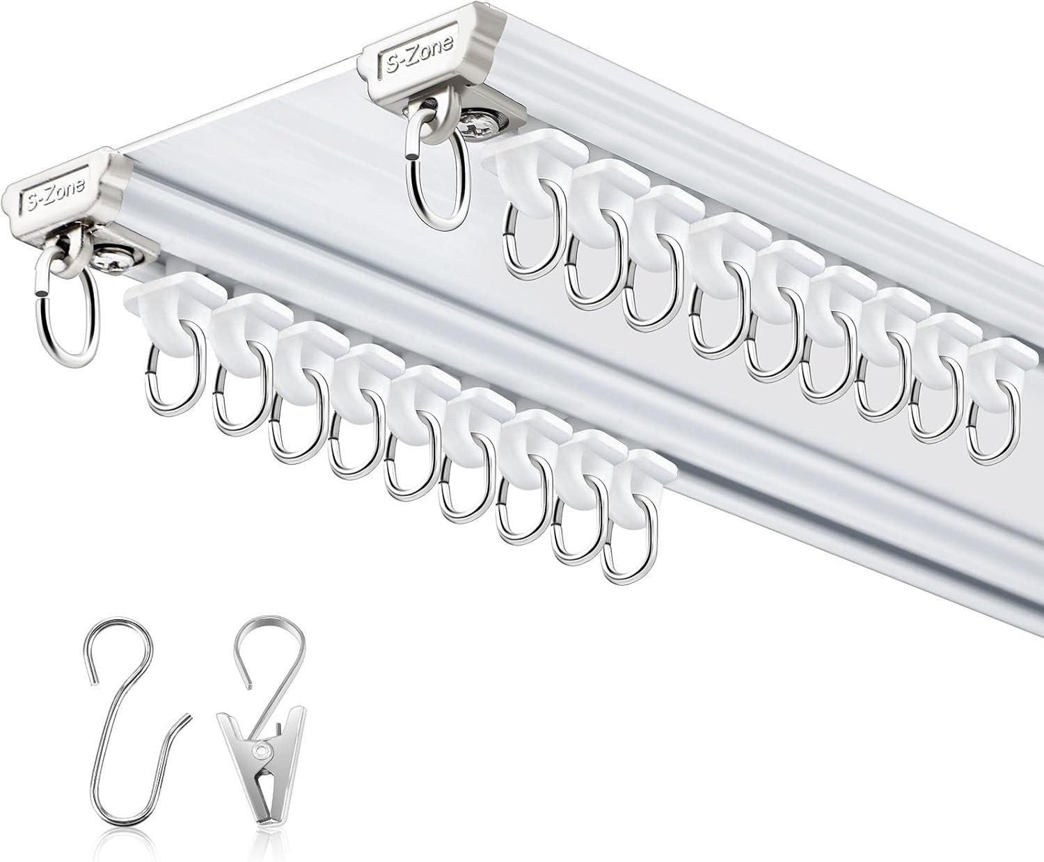 Adjustable Double Curtain Track Set 3.6Ft-18Ft Heavy Duty Ceiling Mount