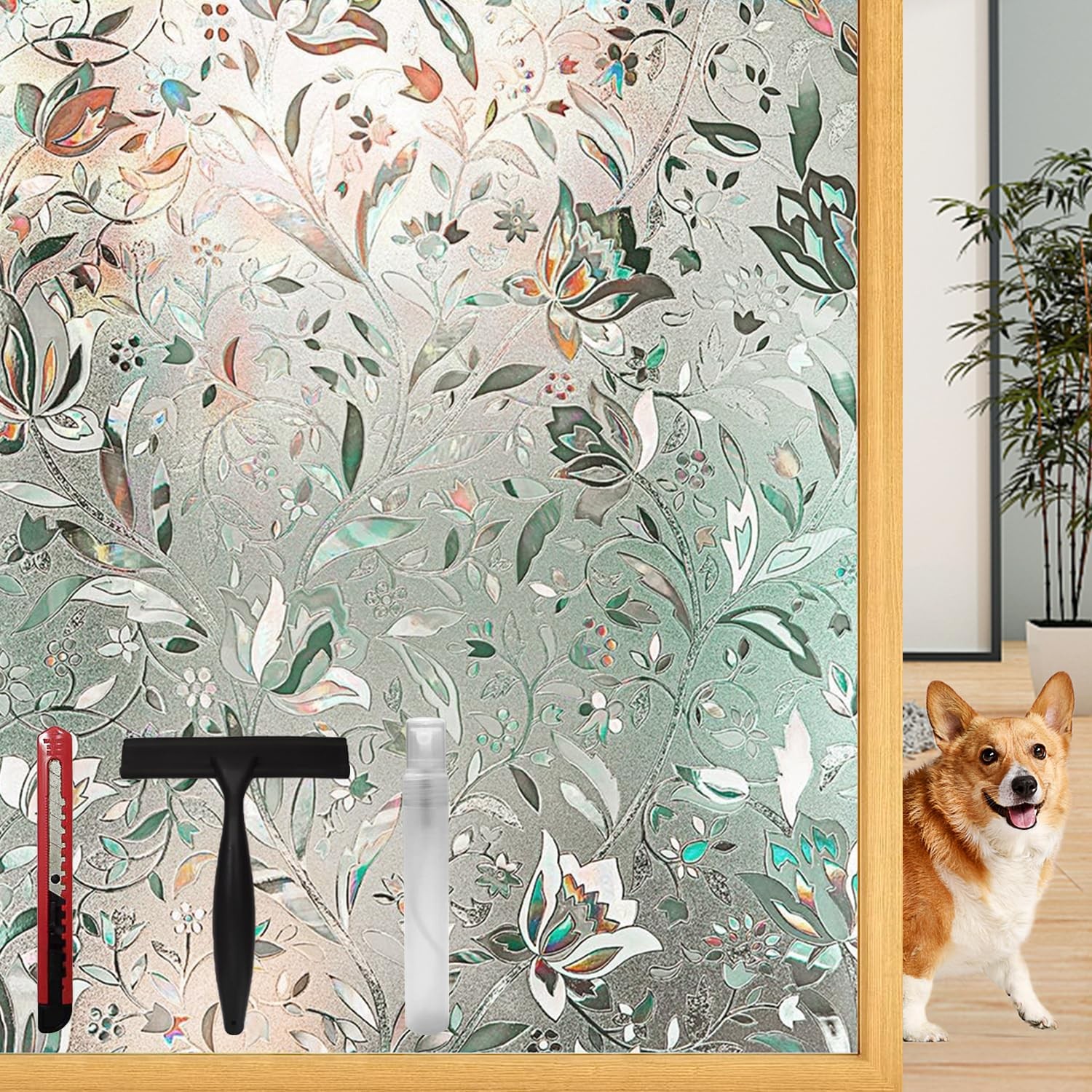 Window Privacy Film Decorative with Installation Tools, Frosted Glass Decorat…