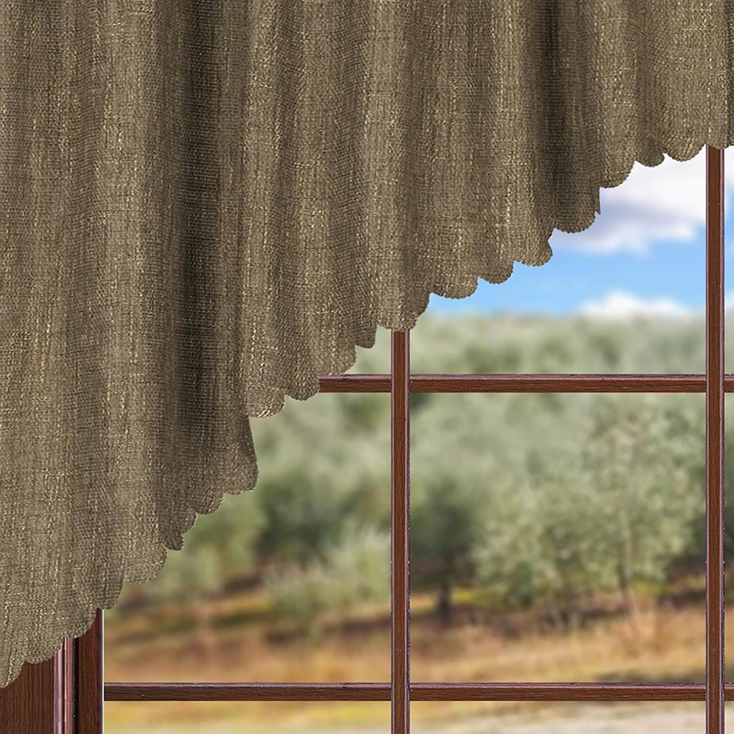 Soft Burlap Look Swag Curtains Rustic Natural Rod Pocket Kitchen V…
