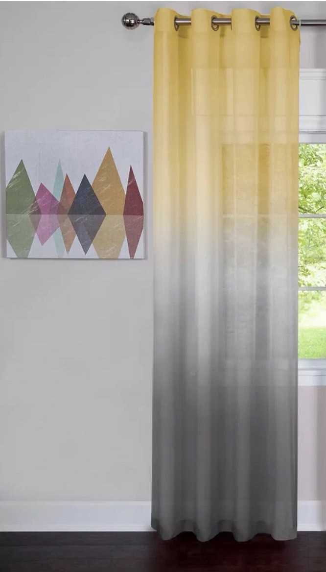 Rainbow – 8 Grommet Panel – JUST ONE – 52″W x 84″L Grey Yellow Fade Polyester