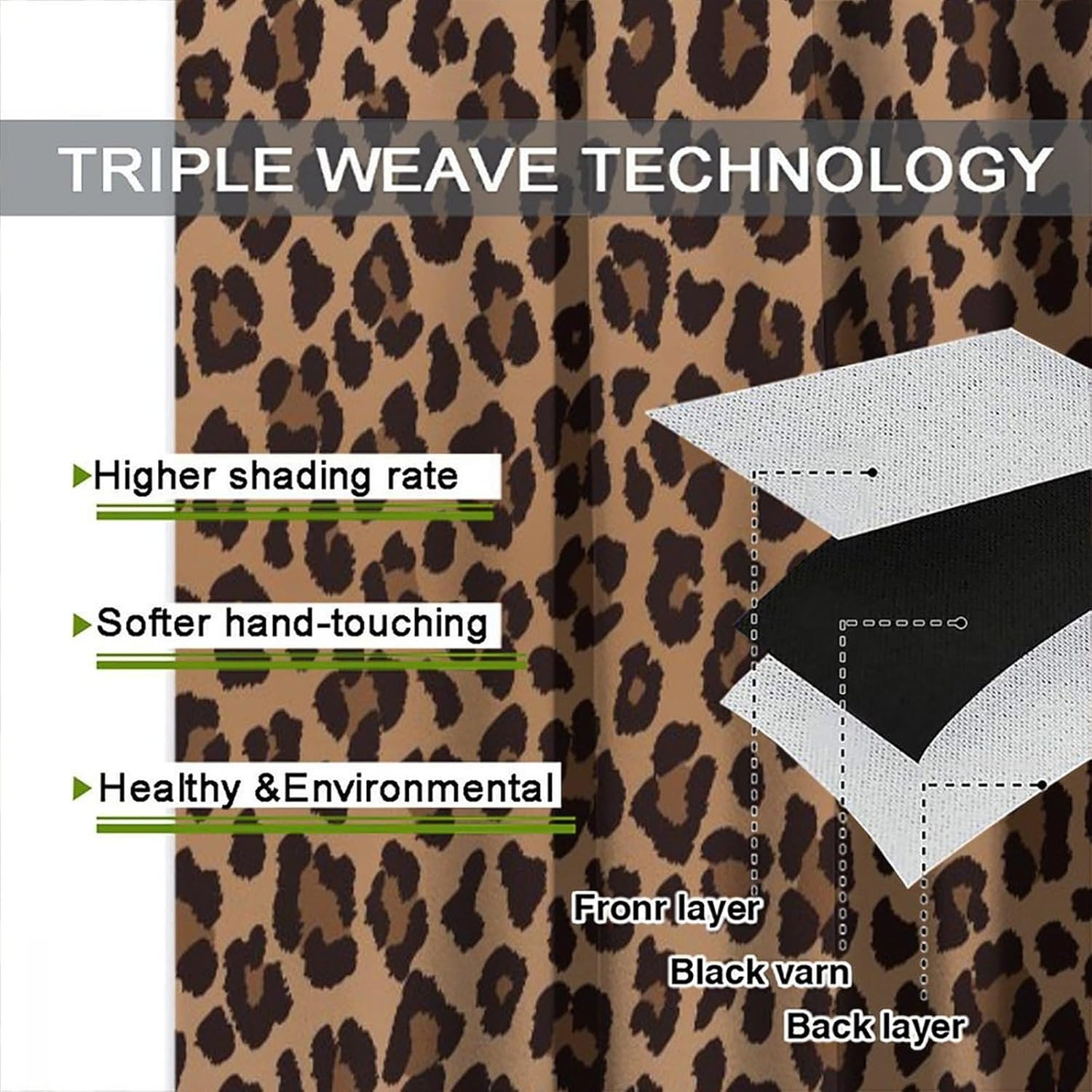 Leopard Print Blackout Curtains, 84″x84″ 2 Panel Set for Wild Home Decor