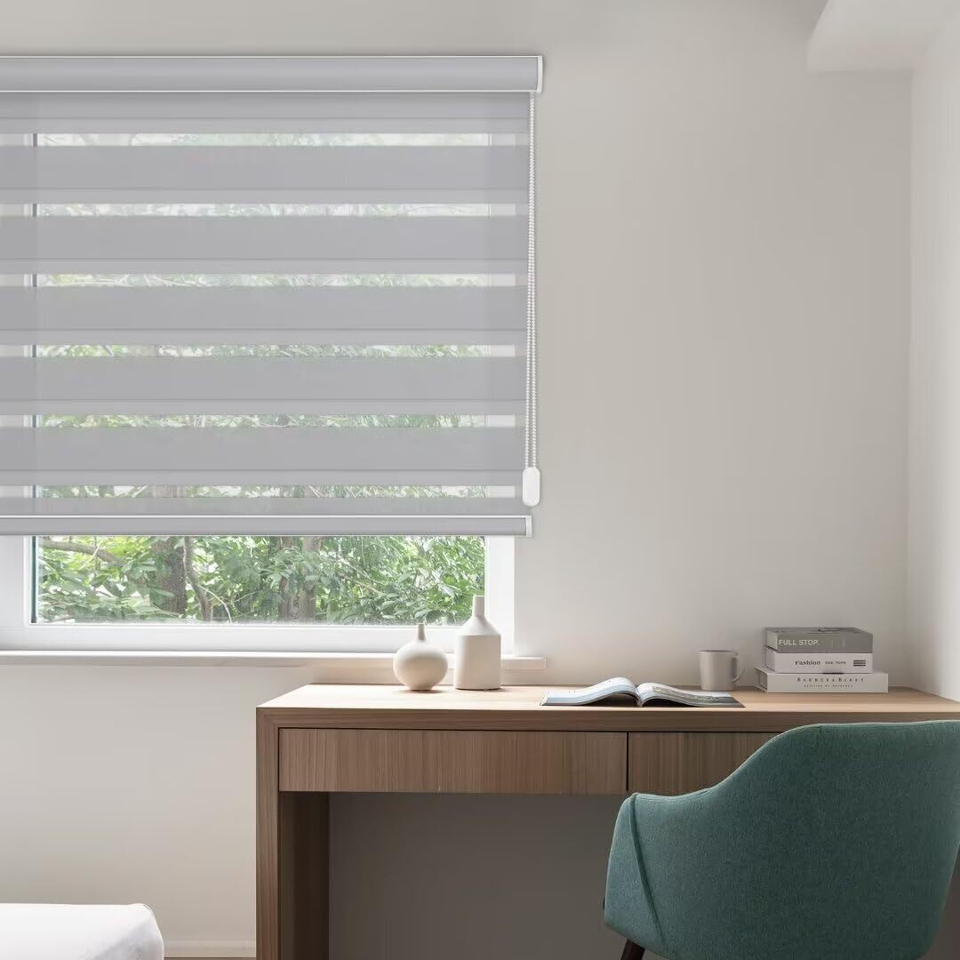 Changshade CUSTOM CUT Corded Zebra Roller Shades Dual Layer Blinds Window Shades