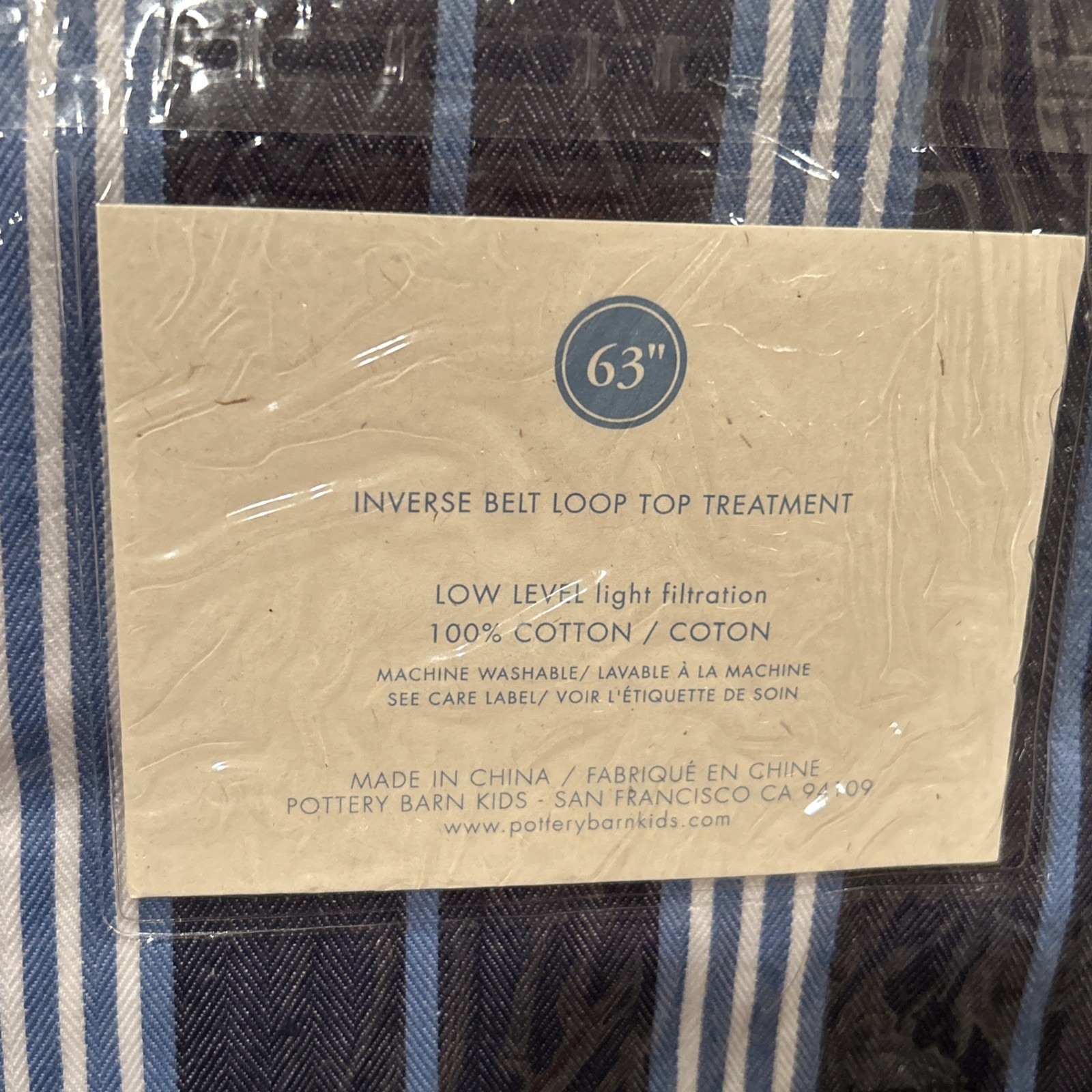 Pottery Barn Kids Classic Stripe Blue Panel Inverse Belt Loop 63″ Length/44″Wide