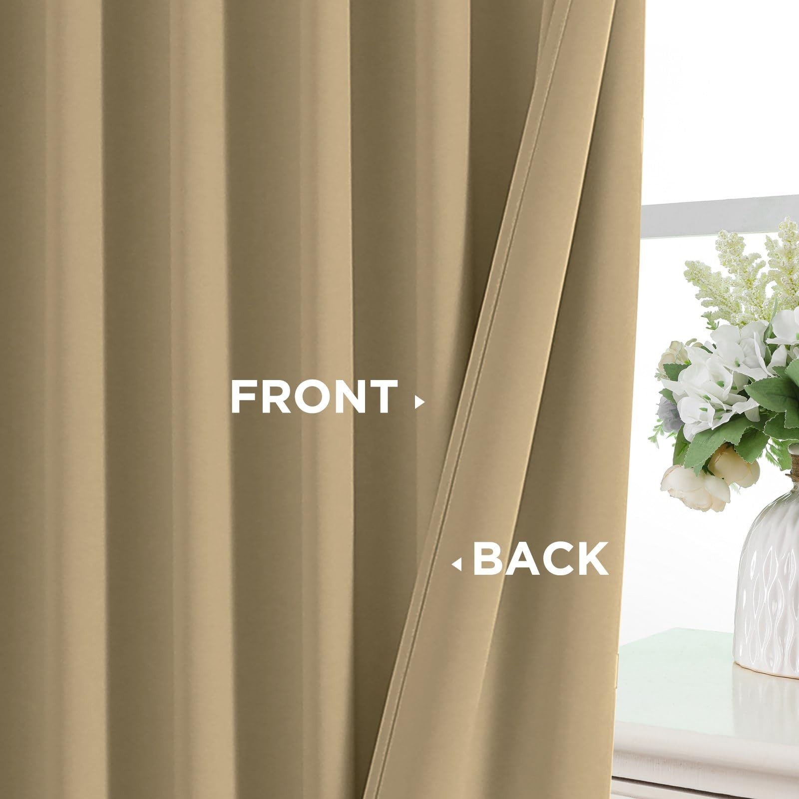 Blackout Curtains 96 Inches Length 2 Panels Set, Rod Pocket and Back Tab Wind…