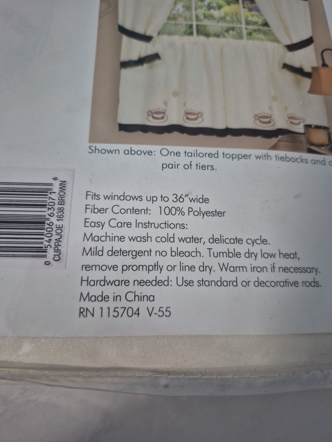 CUPPA JOE/Embellished Cottage Curtains Set: Tiers & Swag,Brown Accents/Coffee