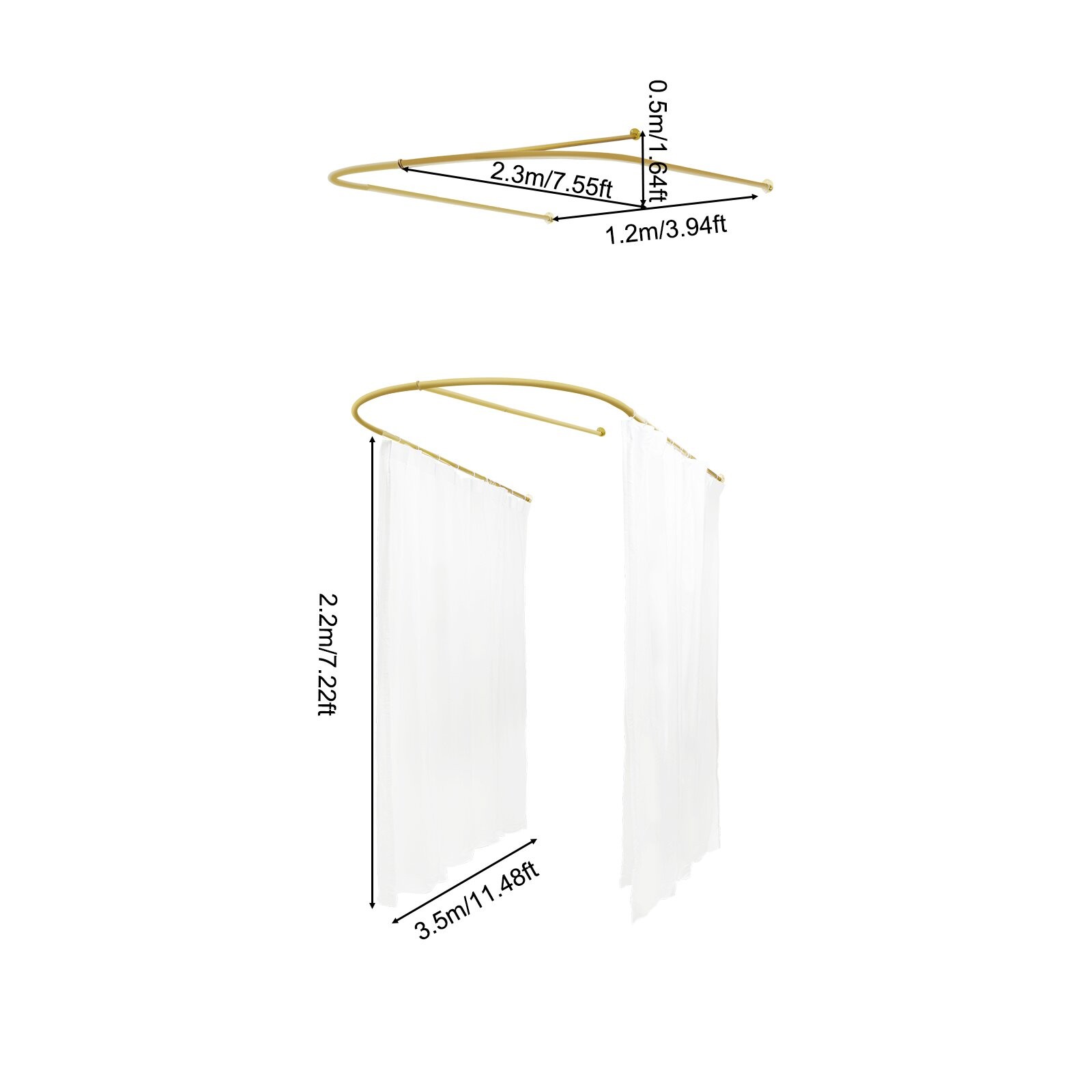 Beauty Salon Partition Curtain Divider w/ Curtain U-Shaped Room Partition Rod