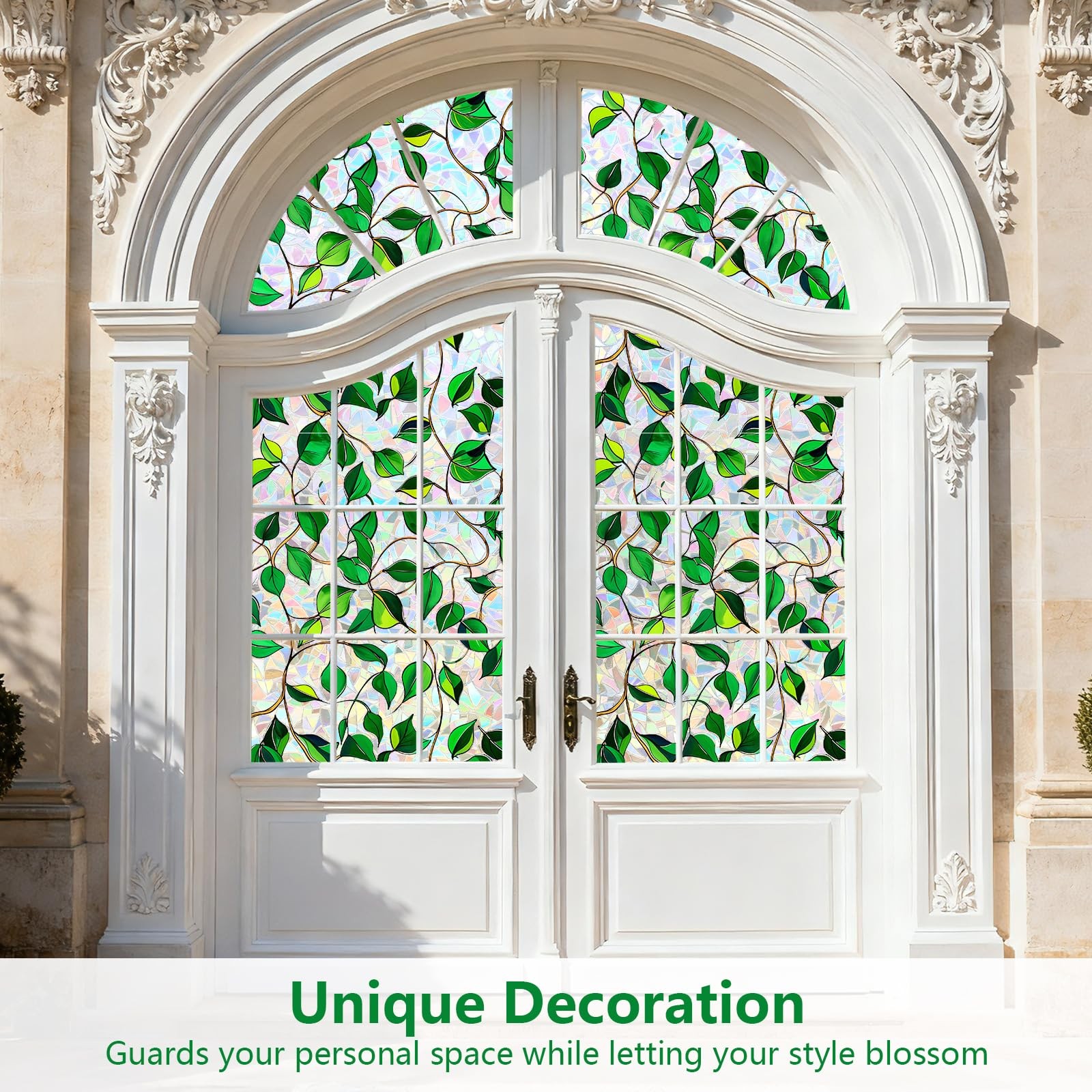 Decorative Stained Glass Window Film – UV Blocking Privacy Tint, 17.5 x 78.7