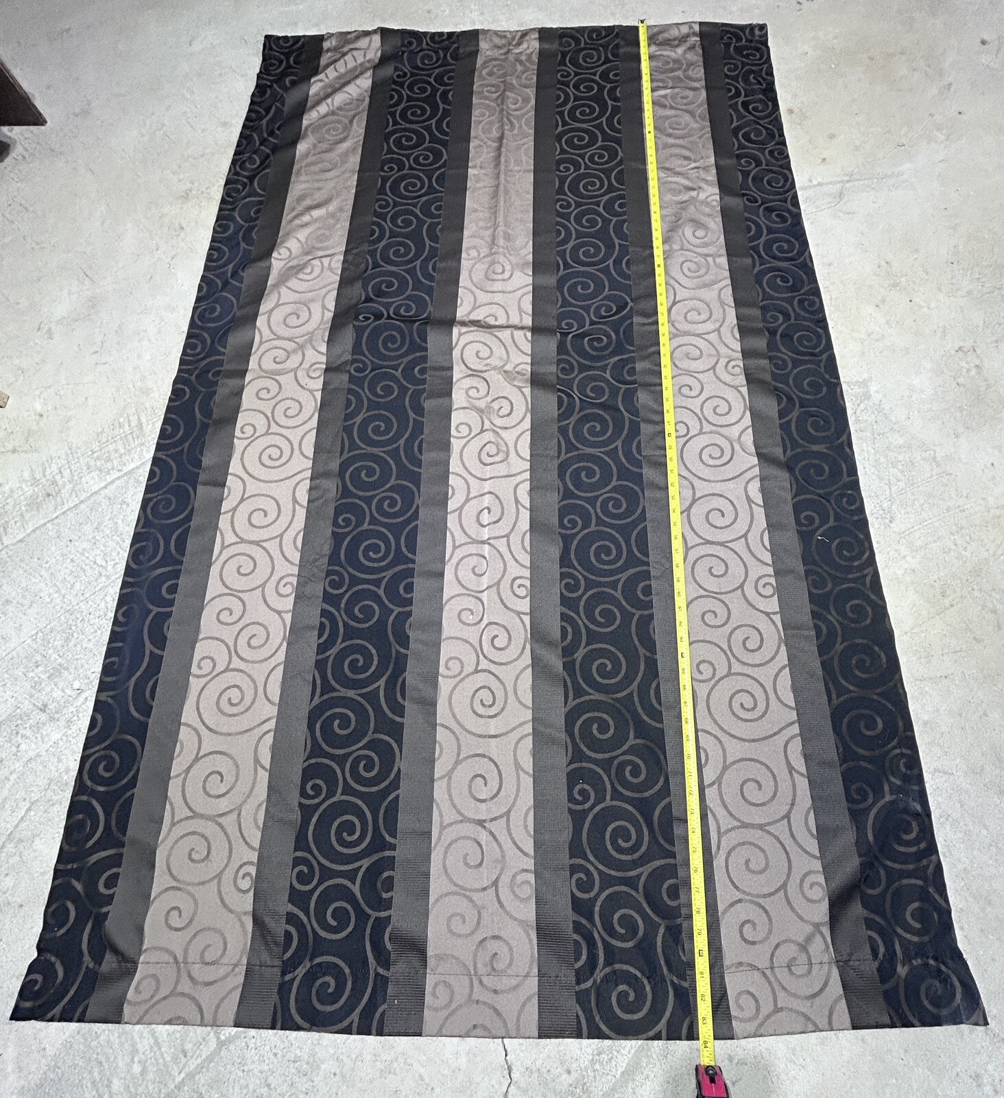 SPRINGS GLOBAL Black & Brown Swirl Design Curtains 2 Panels 50”x84”