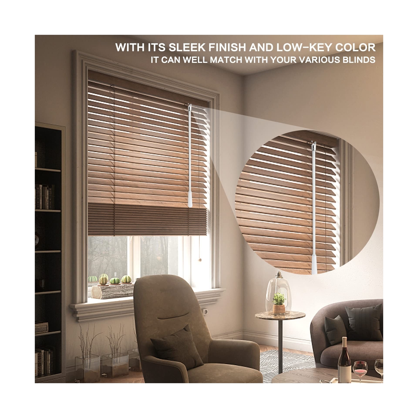 2Pcs White Window Blind Tilt Wand with Metal Hook, 17in Fiberglass Blind Wand…