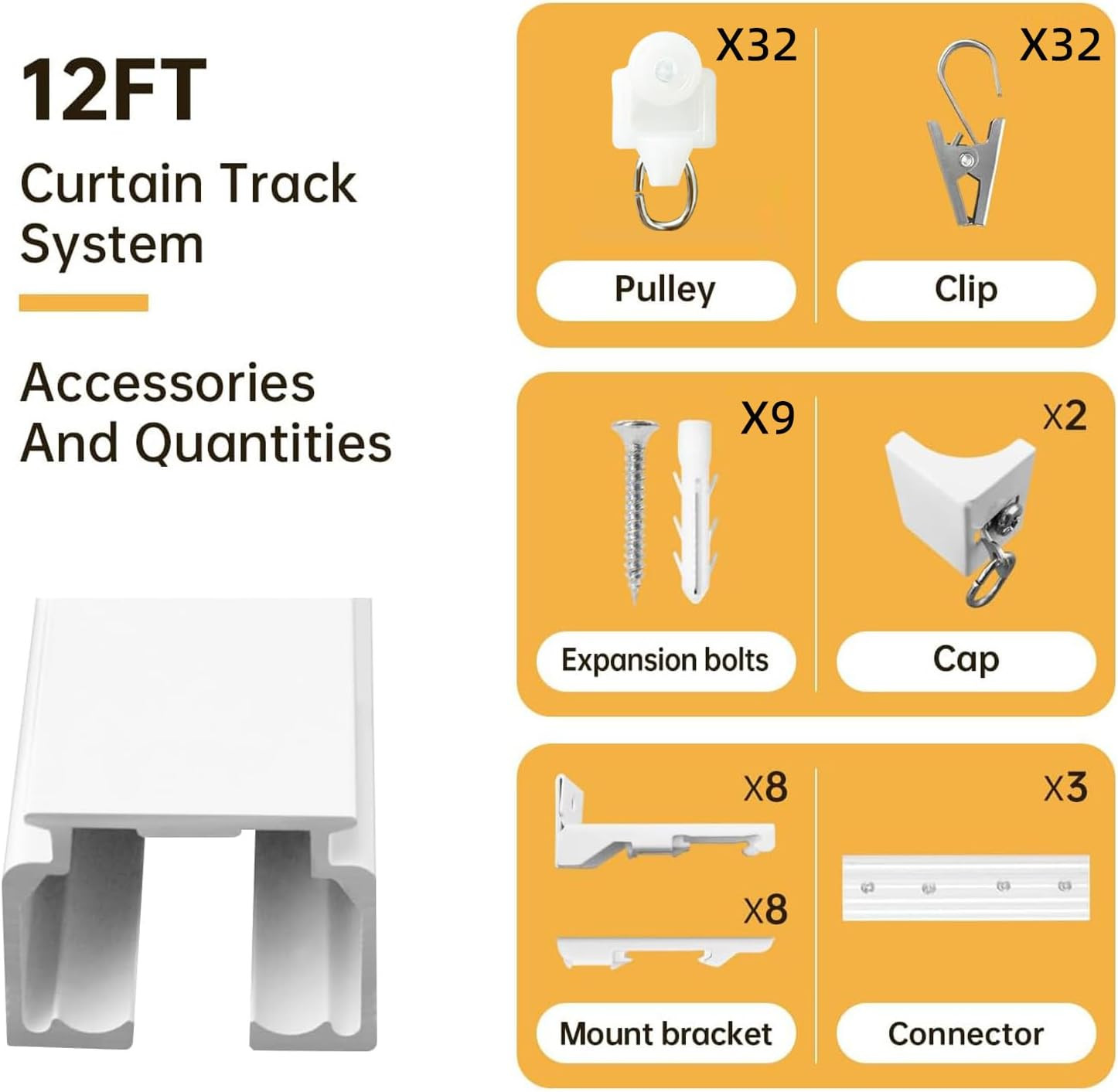 Heavy-Duty Ceiling Curtain Track System for Room Dividers, 3ft to 12ft