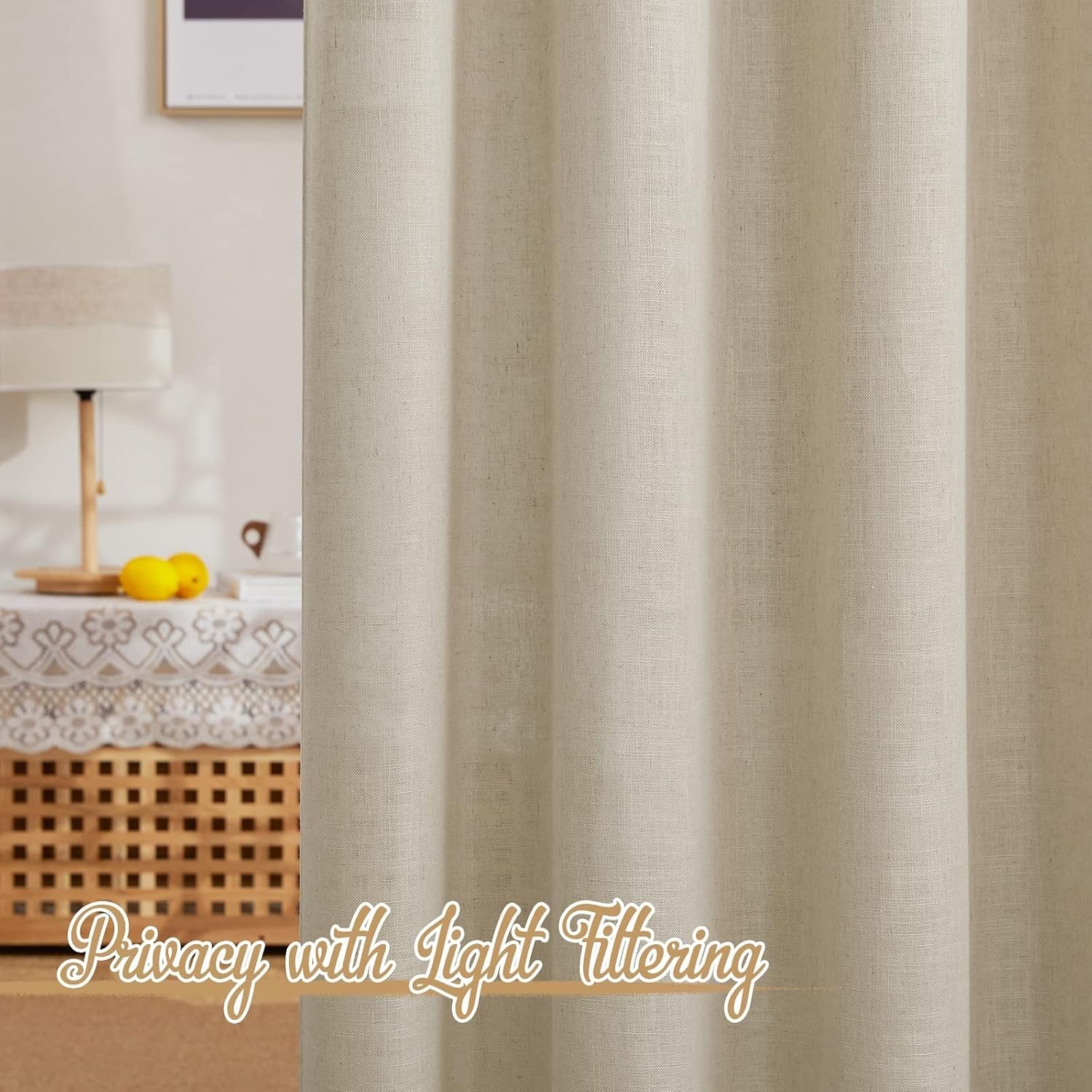 Linen Curtains Taupe 52x108L” 2 Panels Gorgeous