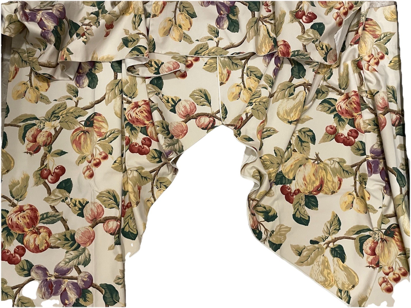 4 Pcs Vintage Country Curtains Valances Swags Summer Orchard By Kaufmann – USA