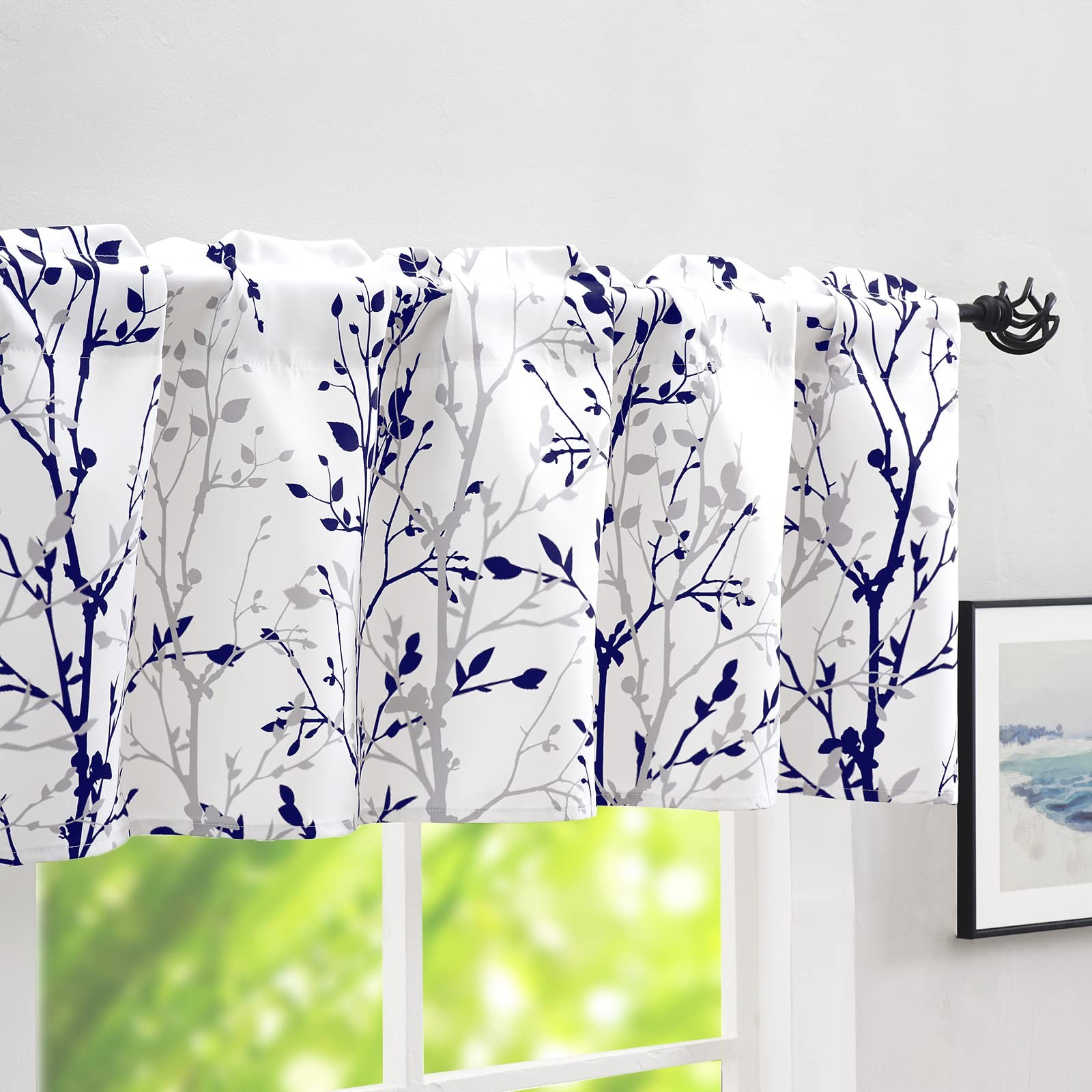 Luvyohmee Tree Branch Printed Curtain Valance, 18 inches Long Window Treatment