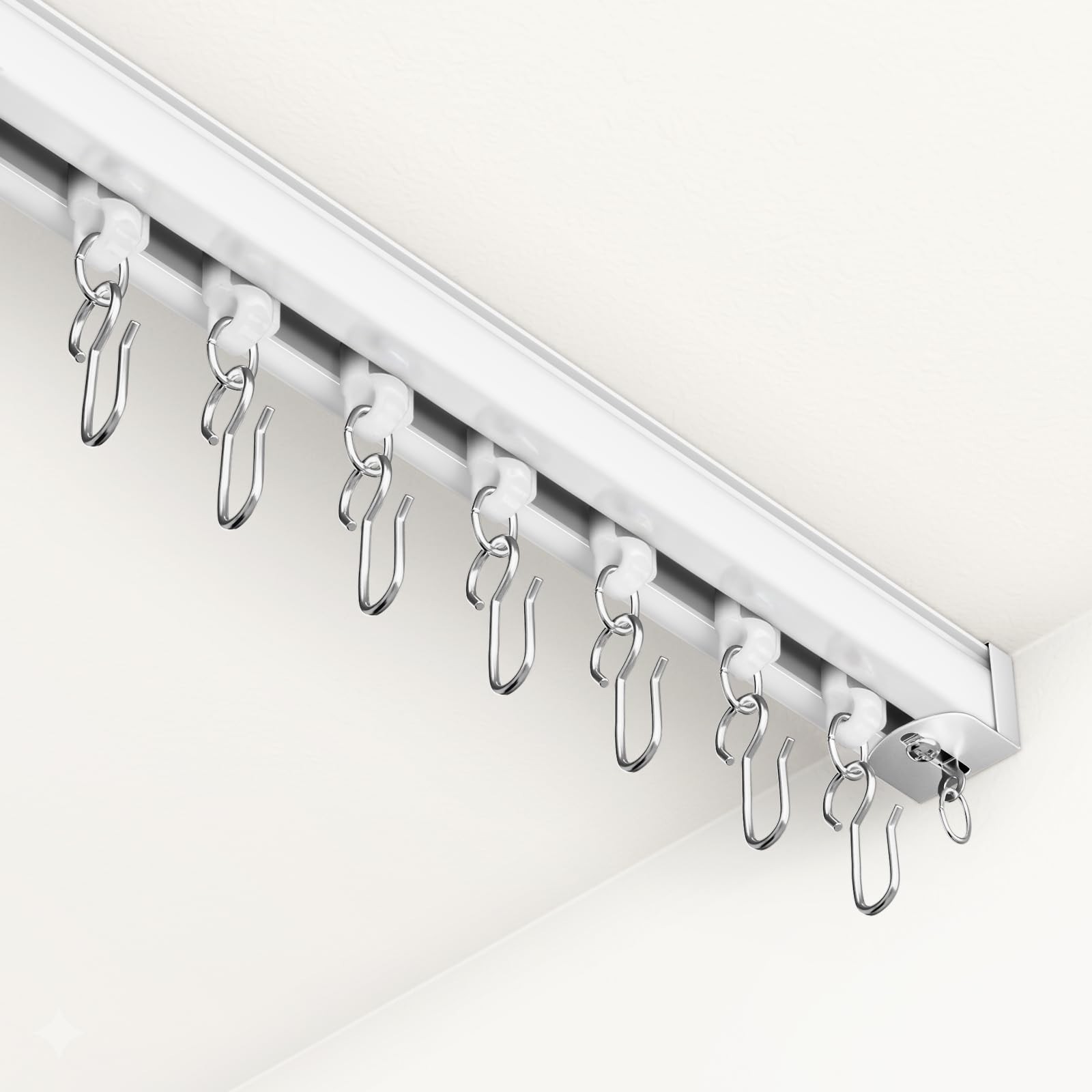 Ceiling Curtain Track System with Wall Mount, Silent Curtain Rail for Room Di…