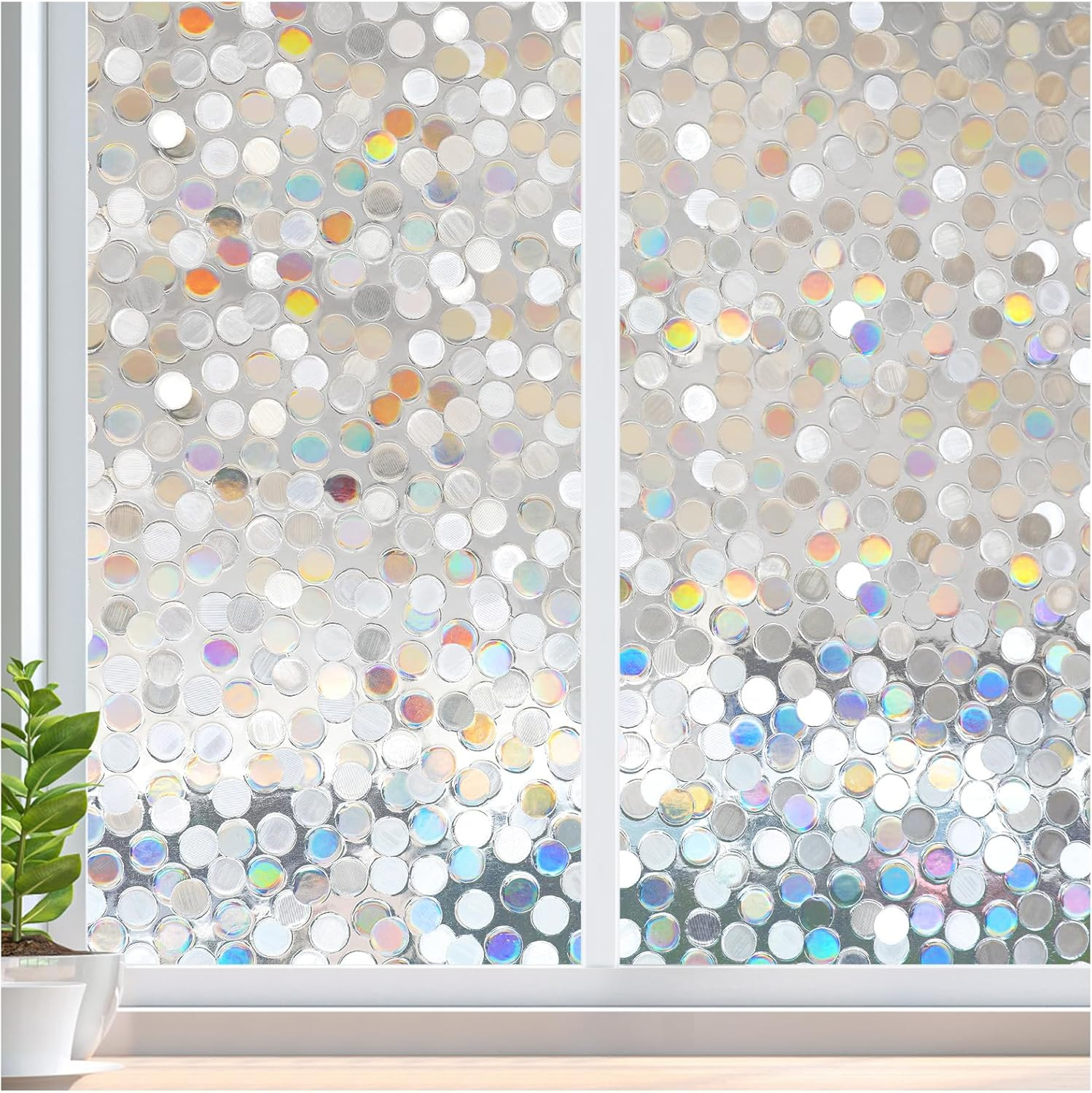 Window Privacy Film, Rainbow Stained Glass Window Film, 3D Decorative Static Cli