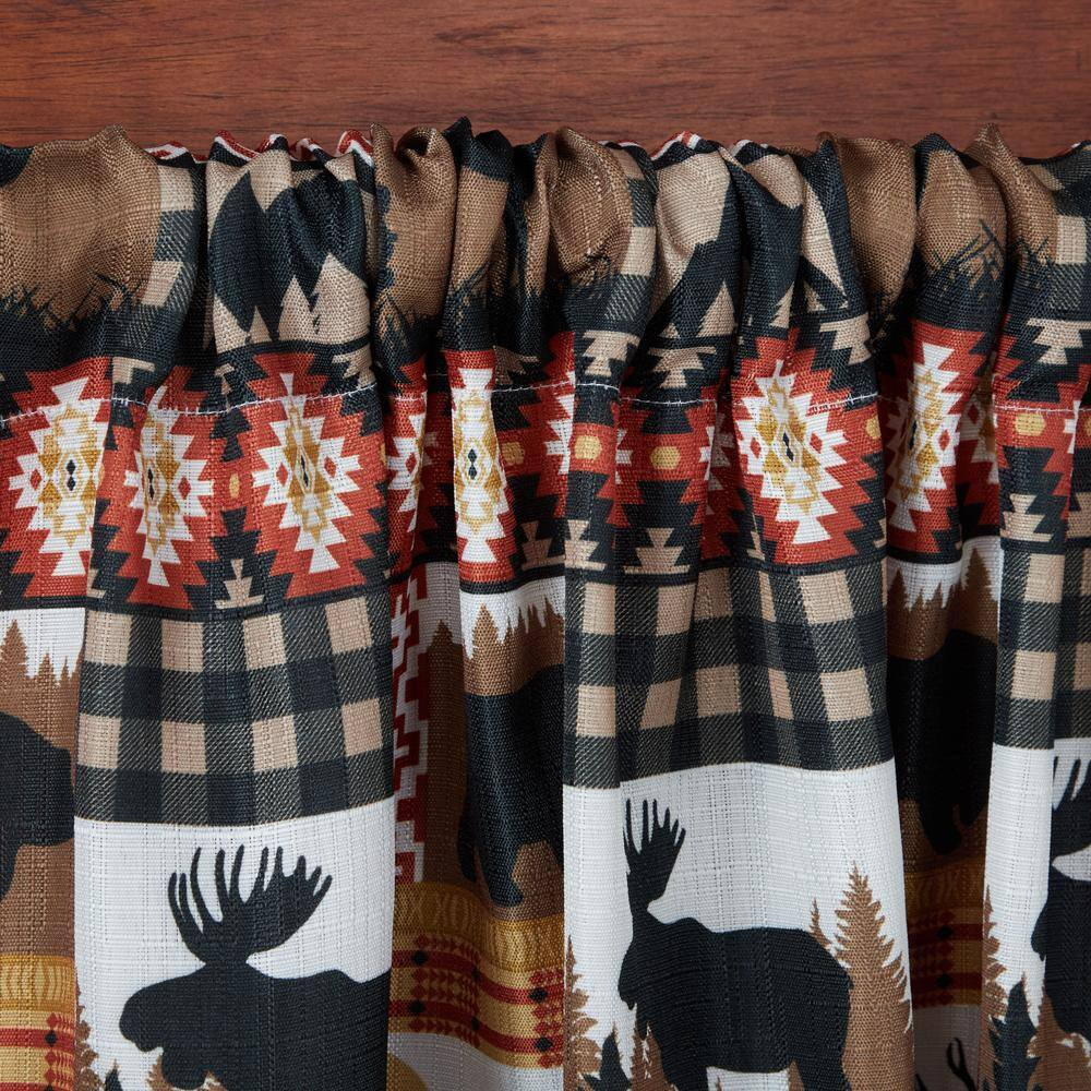 Moose Lodge Brown Multi Animals Light Filtering Rod Pocket Indoor Curtain Panel,