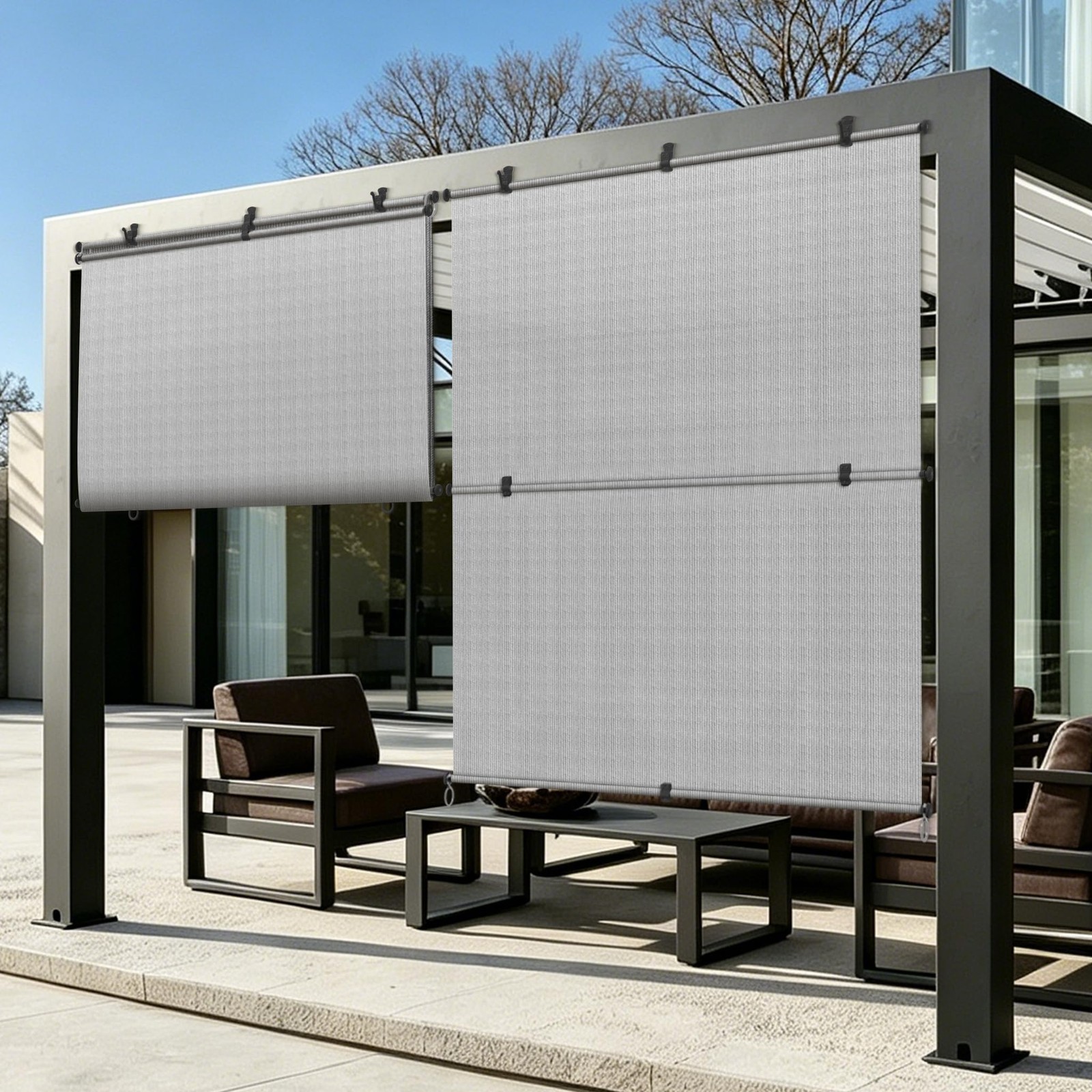 PATIOBREEZE 5’Wx6’H Outdoor Roller Shade Patio Cordless Blinds Roll Up Shade …