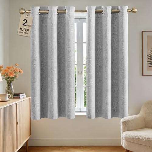 100% Blackout Curtains for Bedroom Living Room 63 35″W x 63″L (Pack of 2) Grey