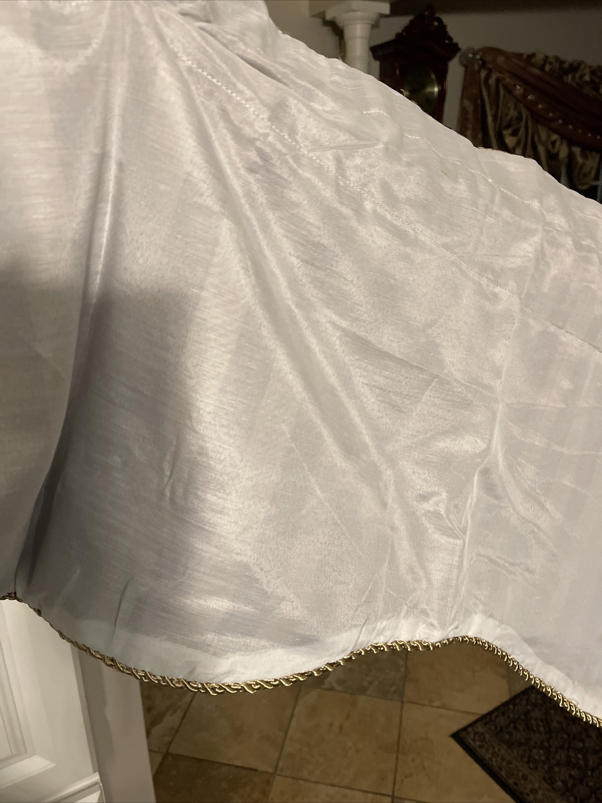 Macys Muted Red and Gold Valances Layered Lined Floral Stripe 16”x52”