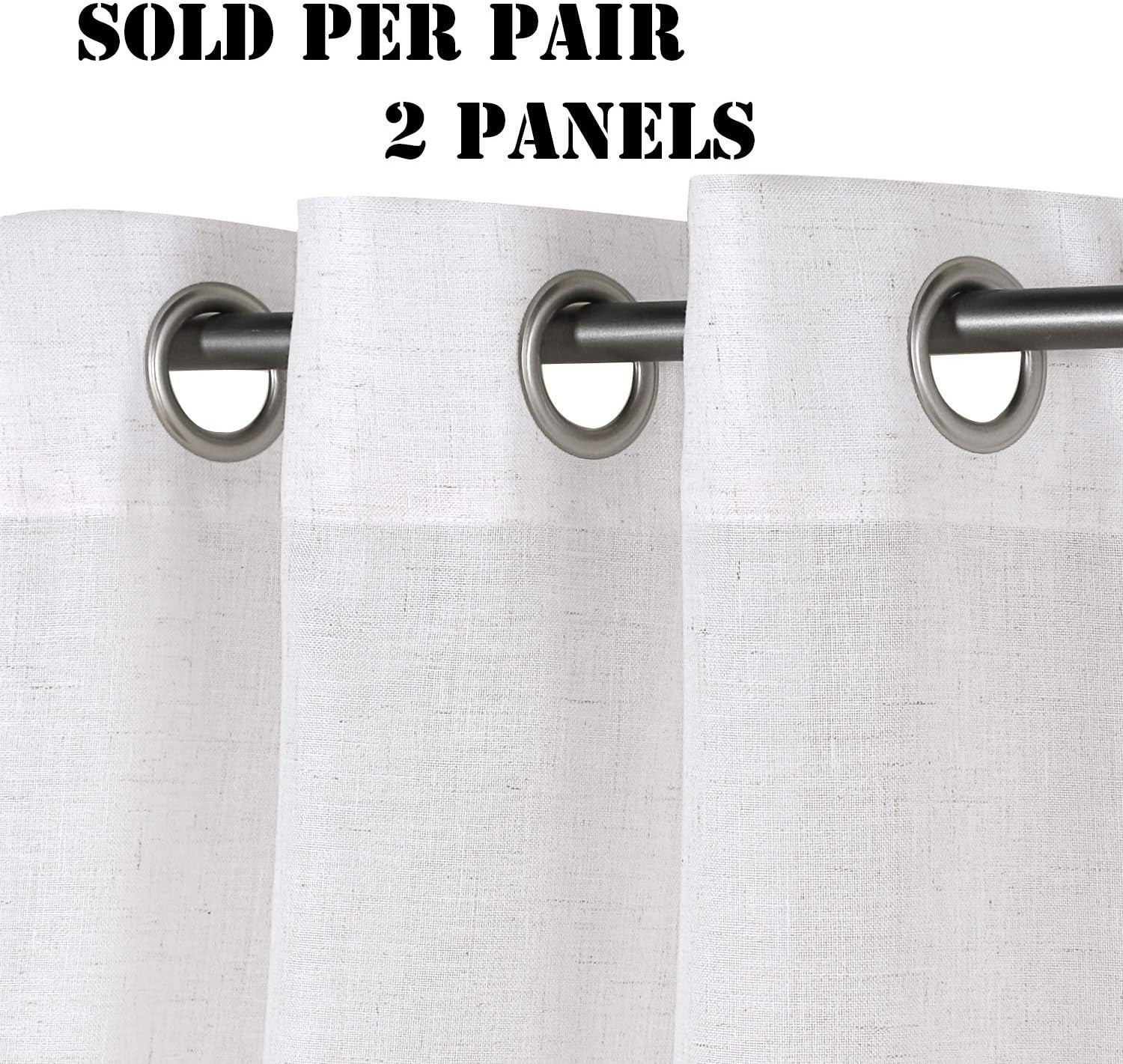 Off White & Pure White 100% Blackout Linen Curtain Panels, 2 Pack, 52×84