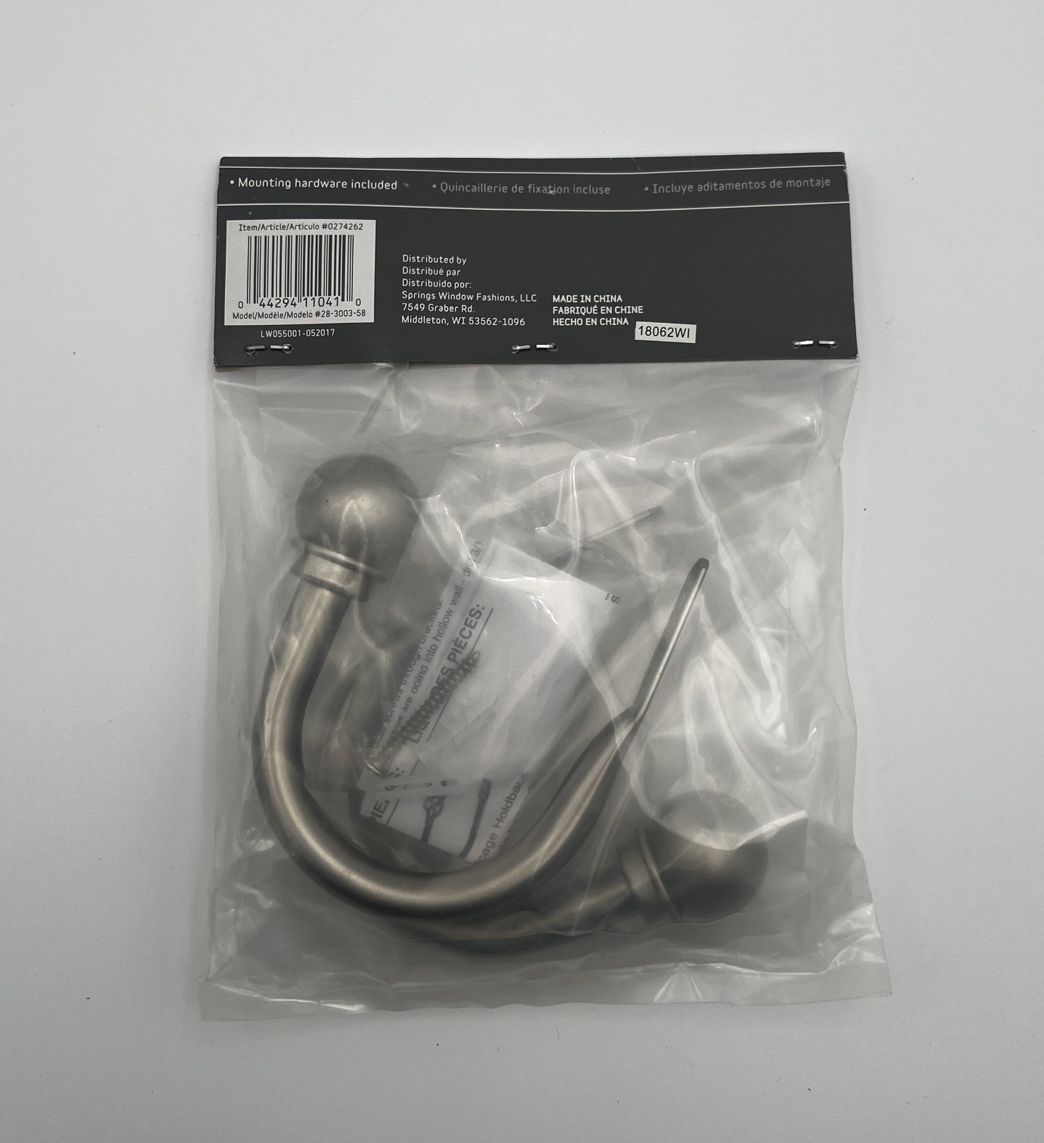 2-Pack Satin Nickel Finish Style Selections Curtain Holdbacks
