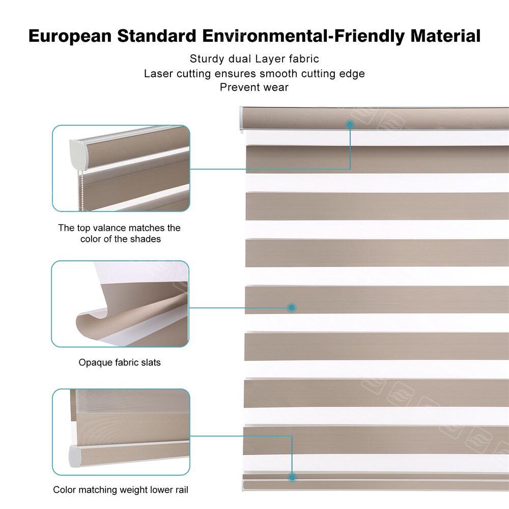 Changshade Horizontal Window Blind Shade Zebra Dual Roller Blinds Day and Night