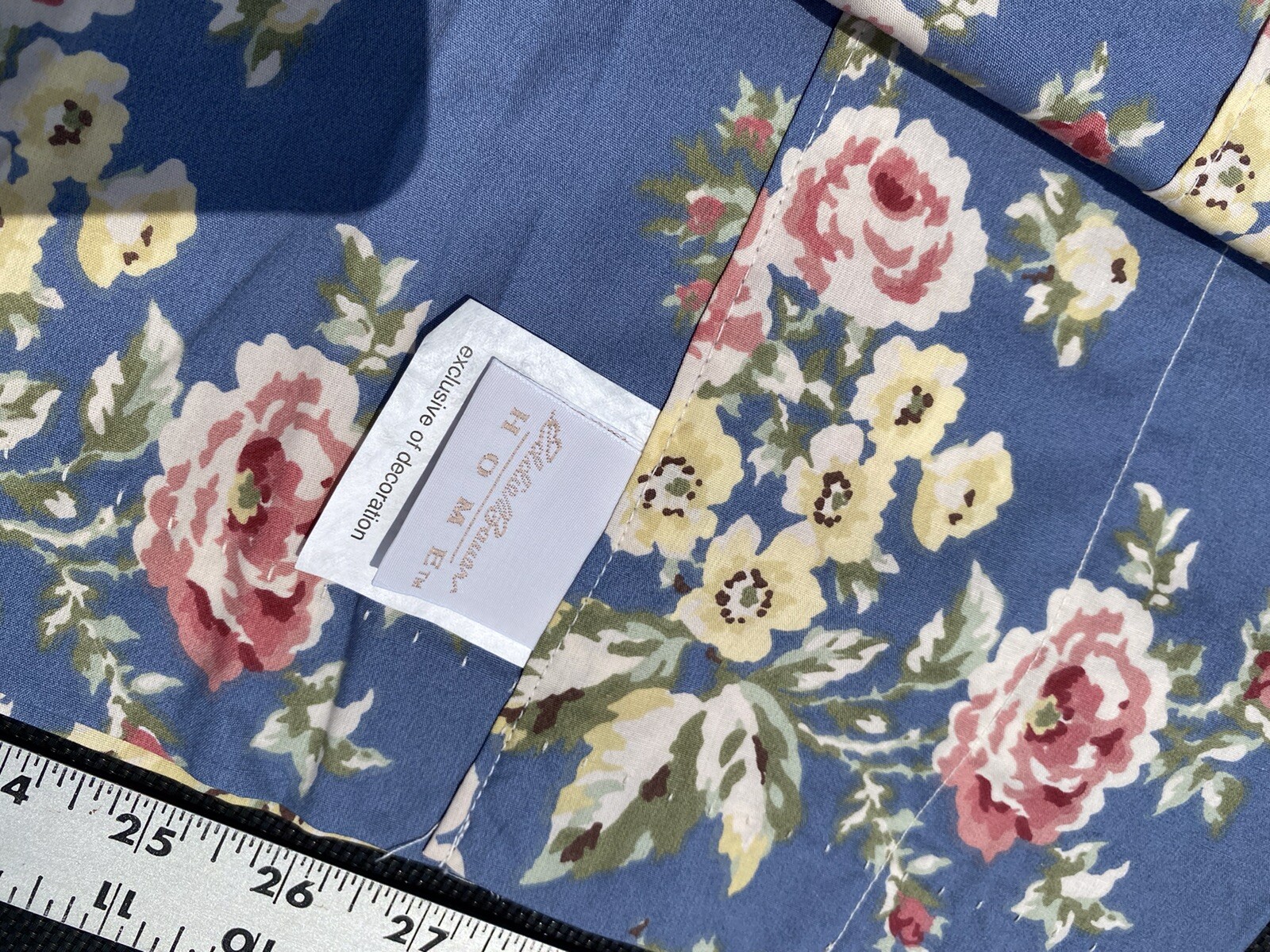 Eddie Bauer Blue Roses Valance Cotton Floral 82” Shabby Chic Multi Colored VGC
