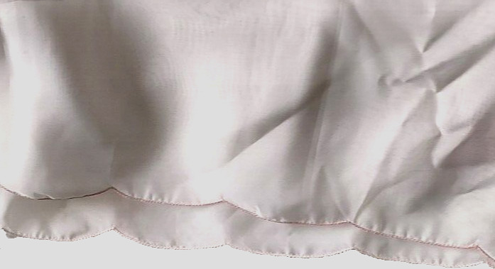 2 Pc Embroidered Sheer Curtain, attached Valance Rod pocket White,Pink flowers