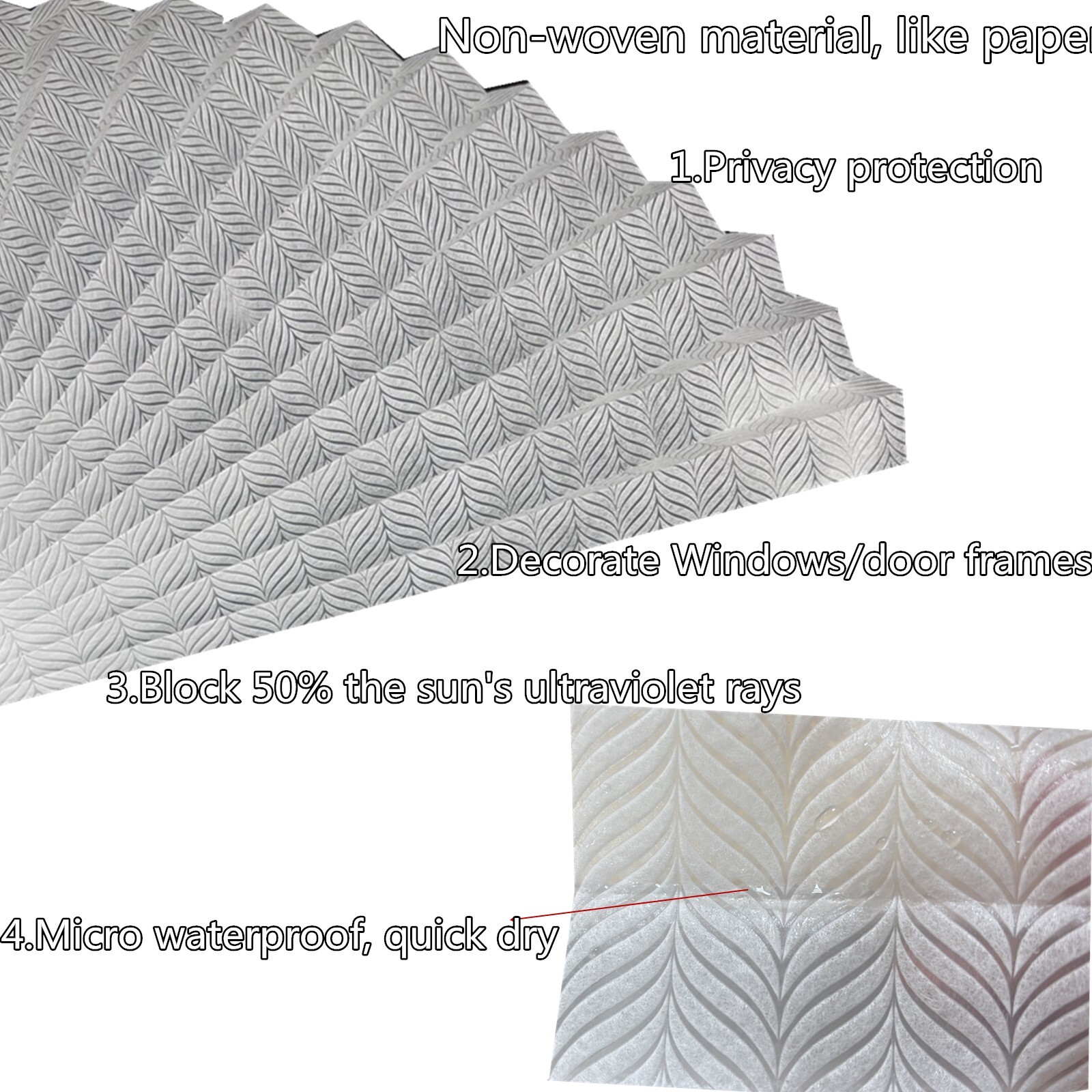 Arch Window Pleated Blinds Non-Woven Self Adhesive Easy to Cut & Install
