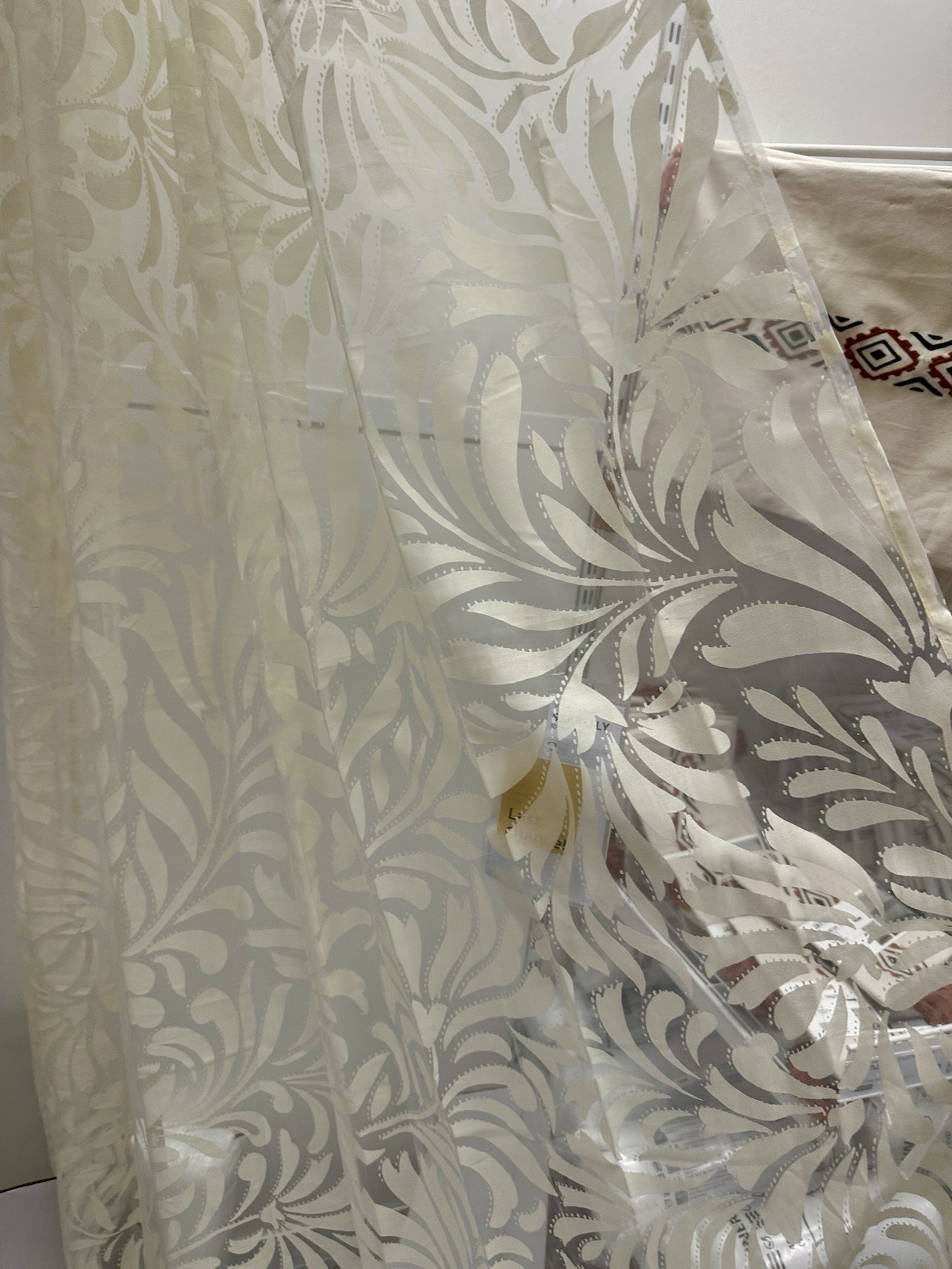 Ikea SKAREFLY Sheer Curtains 2 Panels 1 pair 57 x 98″ Floral Light Butter Yellow