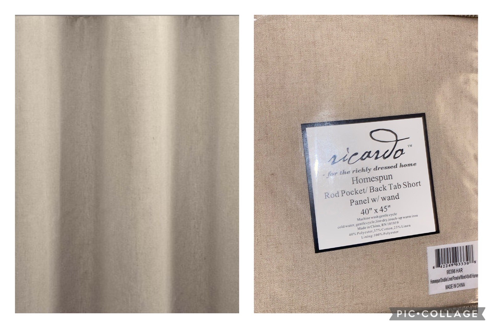 Insulated Rod Pocket Curtain Panel With Wand 40″W x 45″L In Harvest NWT 🆓📦