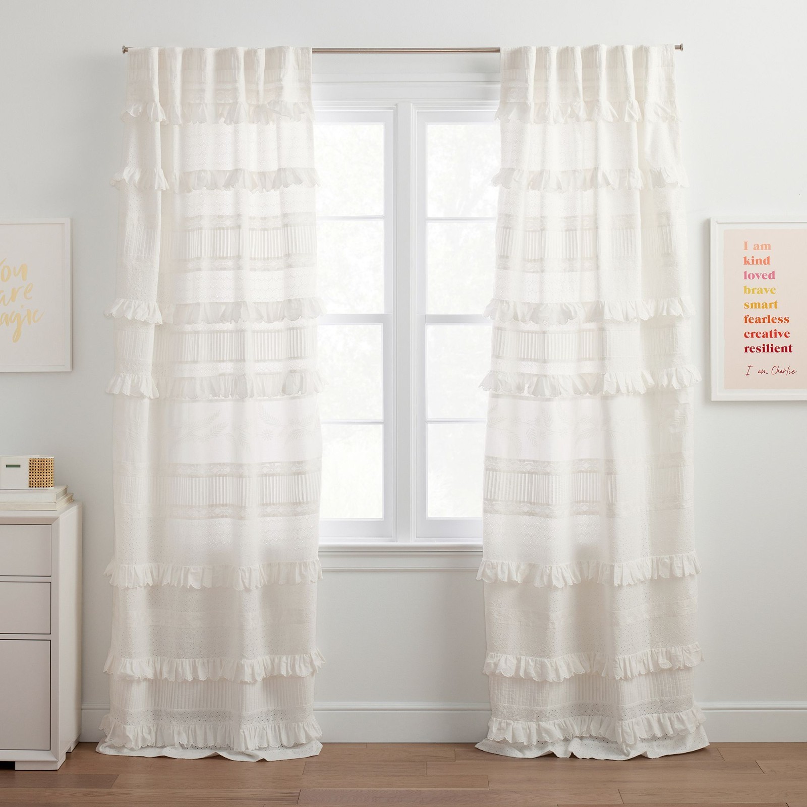 Pottery Barn x LoveShackFancy Ivory Eyelet Embroidery Light-Lined Curtain 48×84″