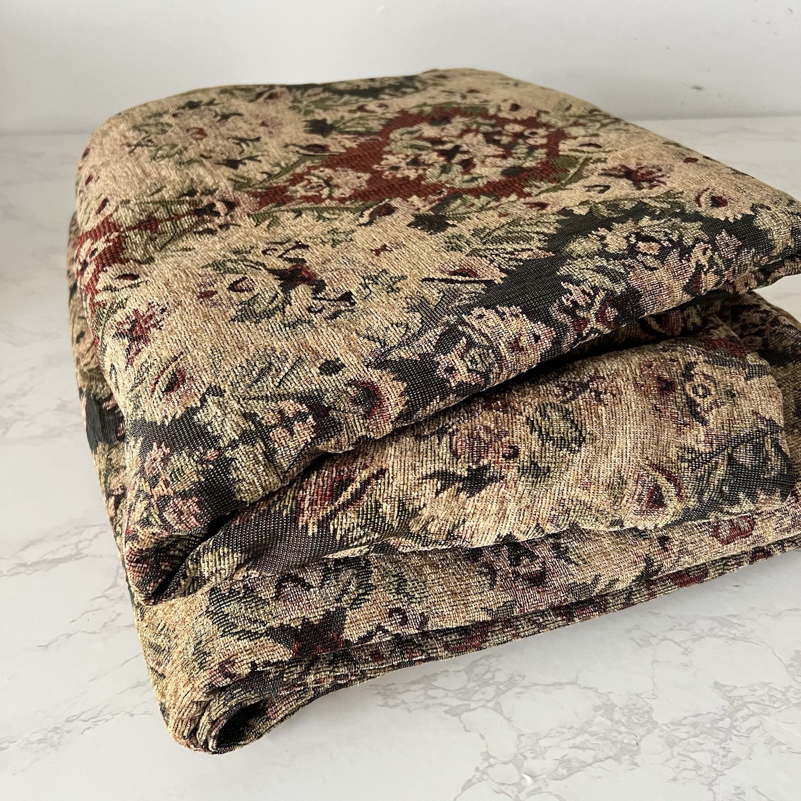 HEMPSTEAD 95″L Drapery Panels Tapestry Green Beige Burgundy tan Floral 2 pc new