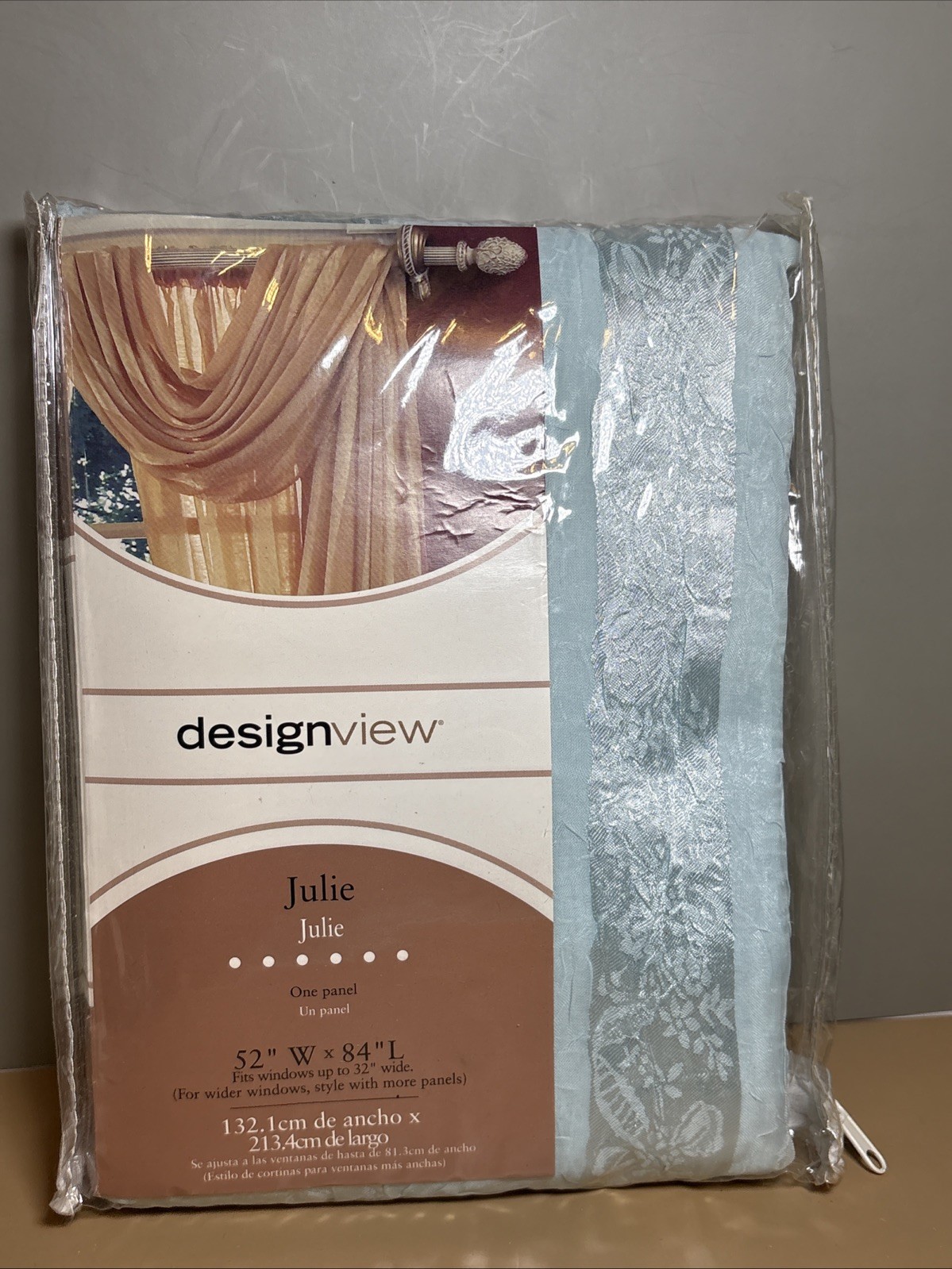 Pair Of Sheer Panels 52”W 84”L Sea Pearl NEW Fit 1”Standard Curtain Rod Pocket