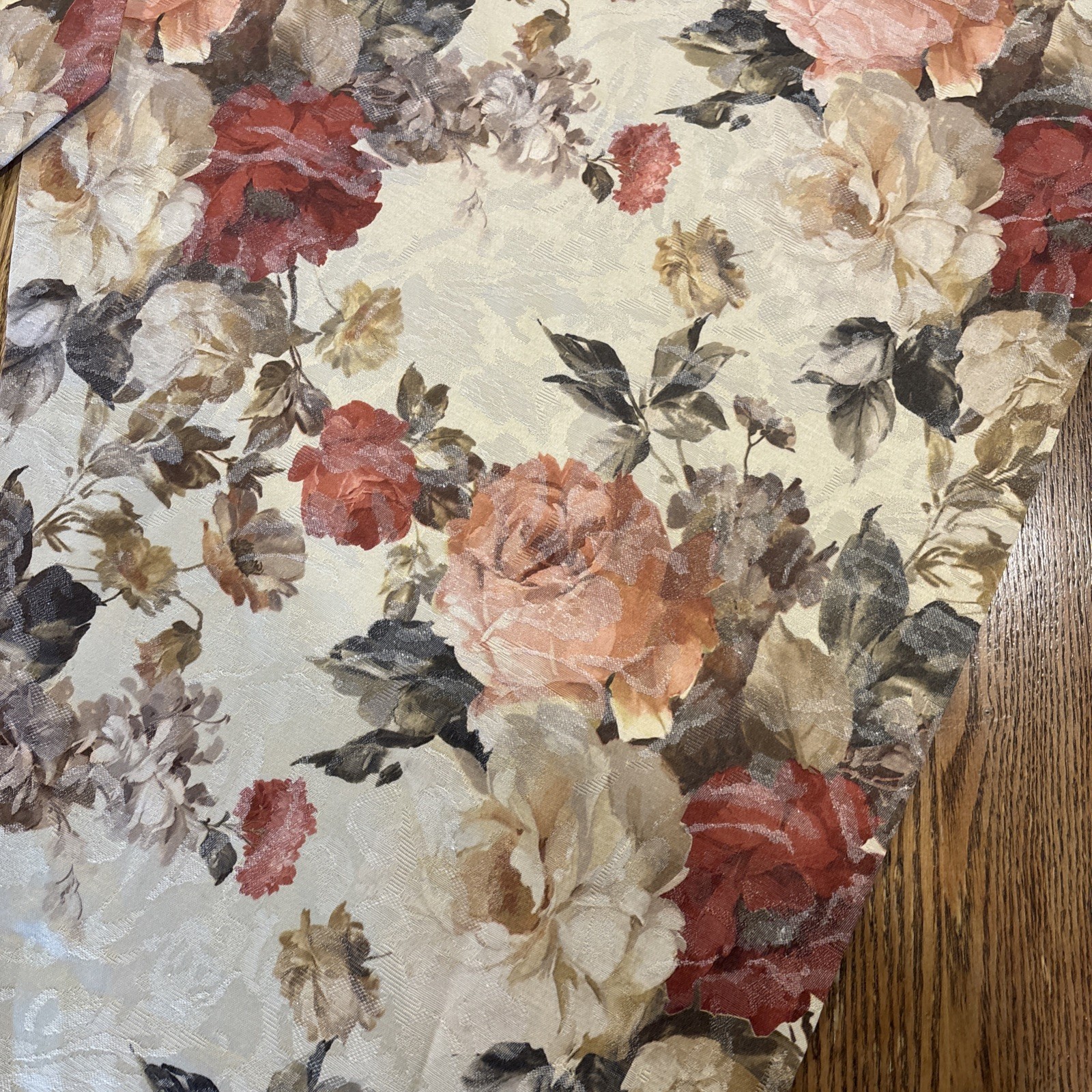 Set of 2 24×61” Floral Rose Lined Curtain Panels, Left & Right, Wide Rod Pocket