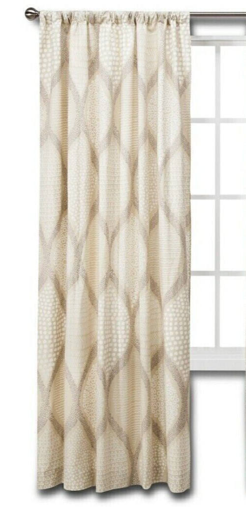 54″x84″ Mudhut Ogee Drape Curtain Panel in Beige – Perfect for Home Decor
