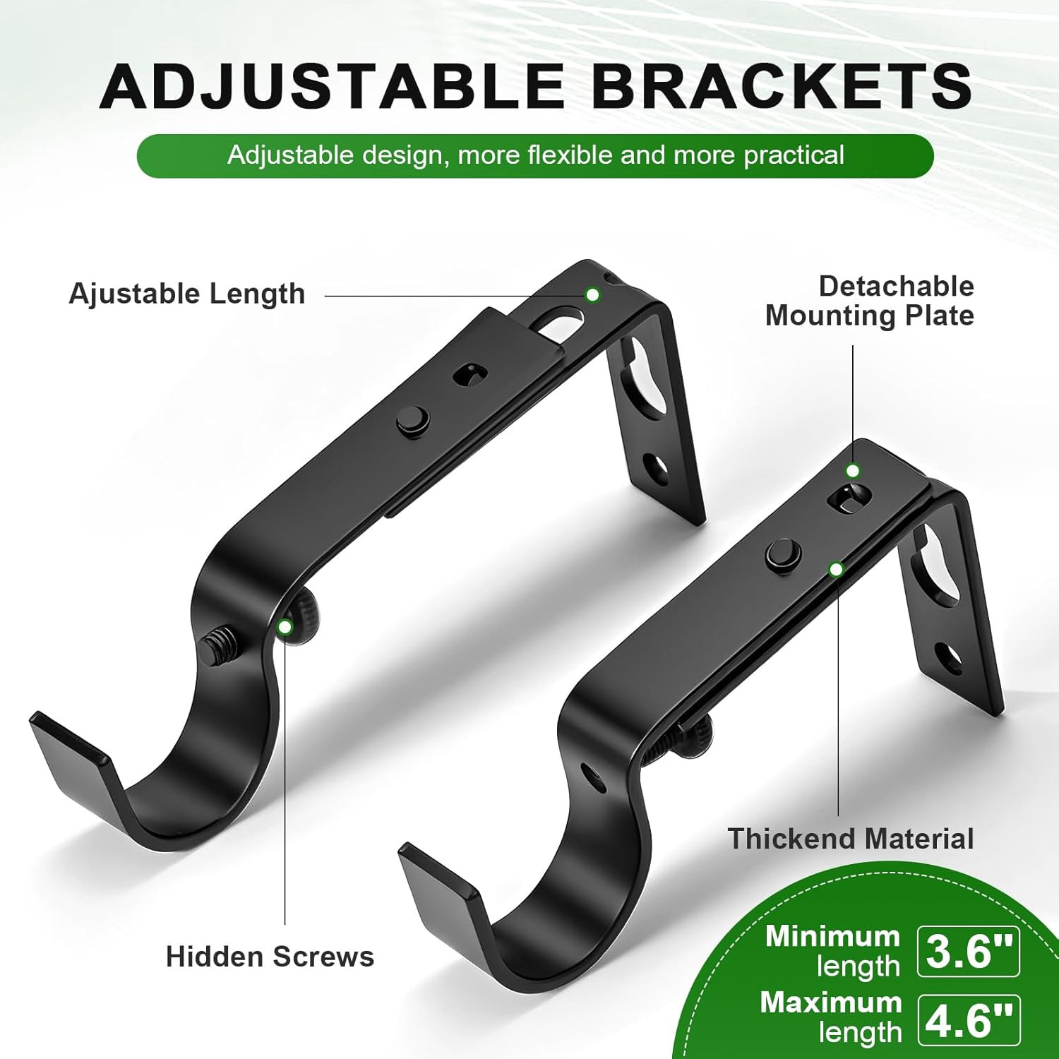 Extra Strong 1 Inch Black Curtain Rod for Large Windows – Heavy Duty Adjustable
