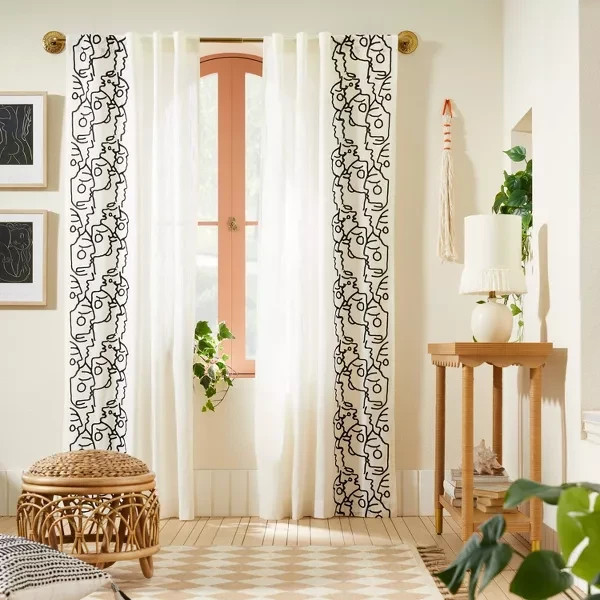 Opalhouse Jungalow 63” x 40” Light Filtering 2 Pack, Embroidered Window Panels