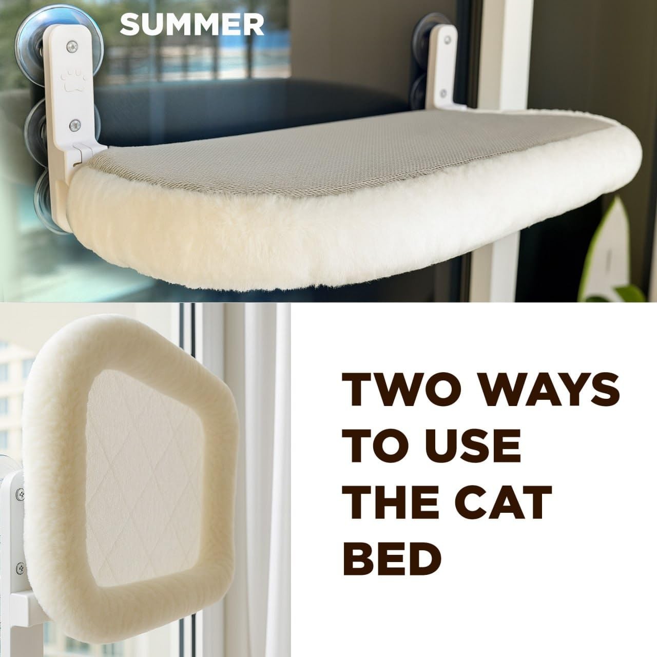 Golden Sheaves Cat Window Perch – Strong 6 23.3″ x 11.2″ x 7.8″, White