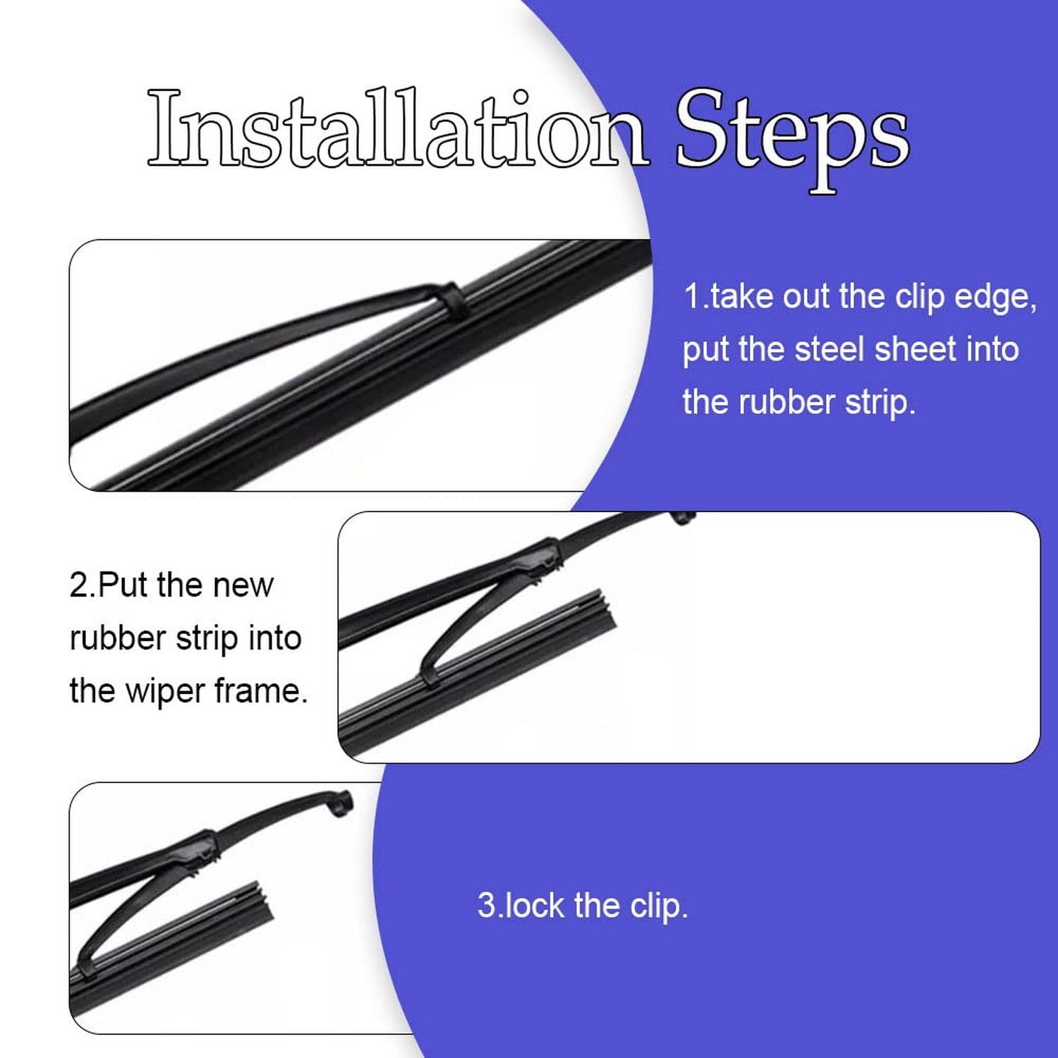 4PCS Wiper Blade Refill, 24 inch DIY Adjustable Universal Replacement Wiper B…
